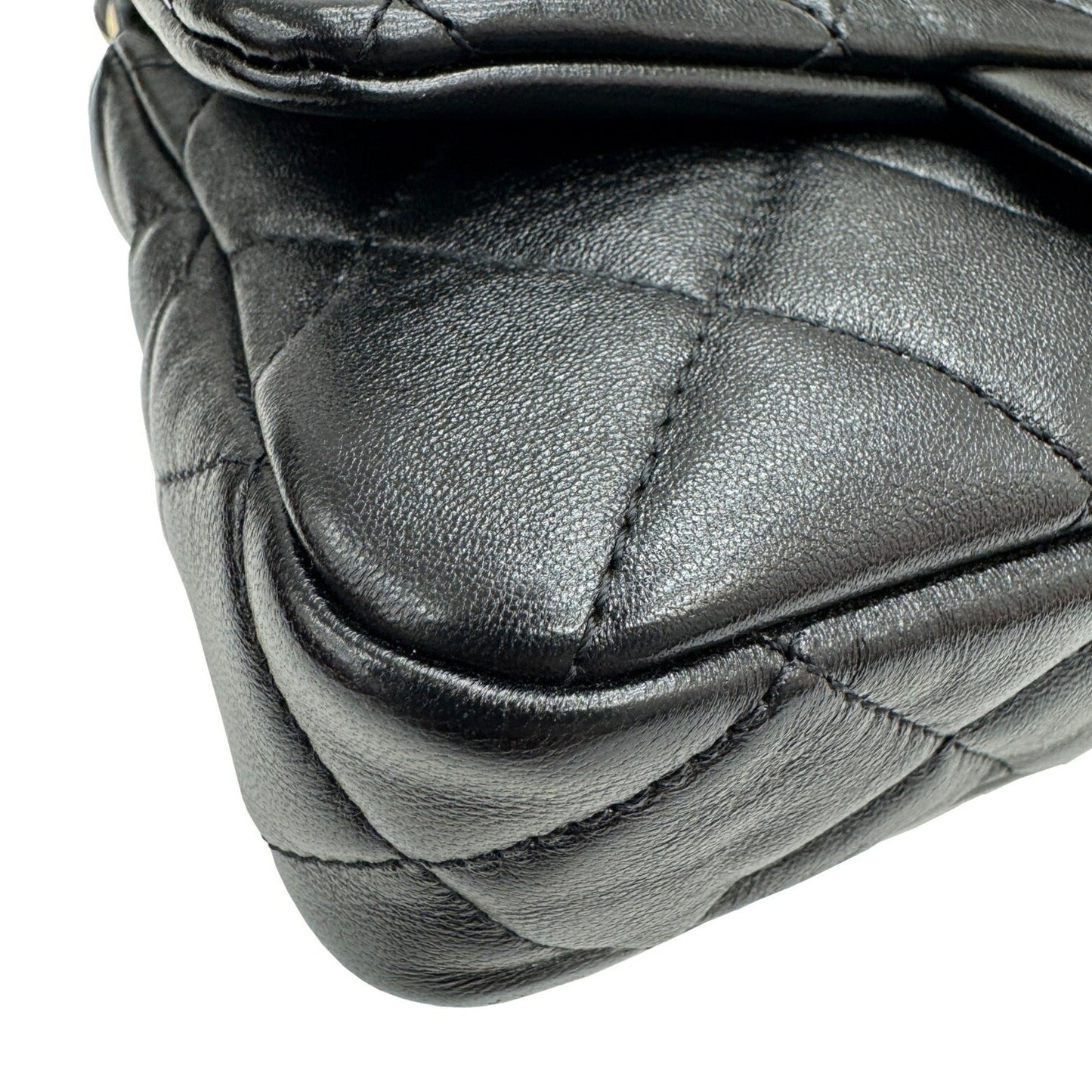 Chanel Leather Single Flap Bag with Dust Bag and Metal Fittings