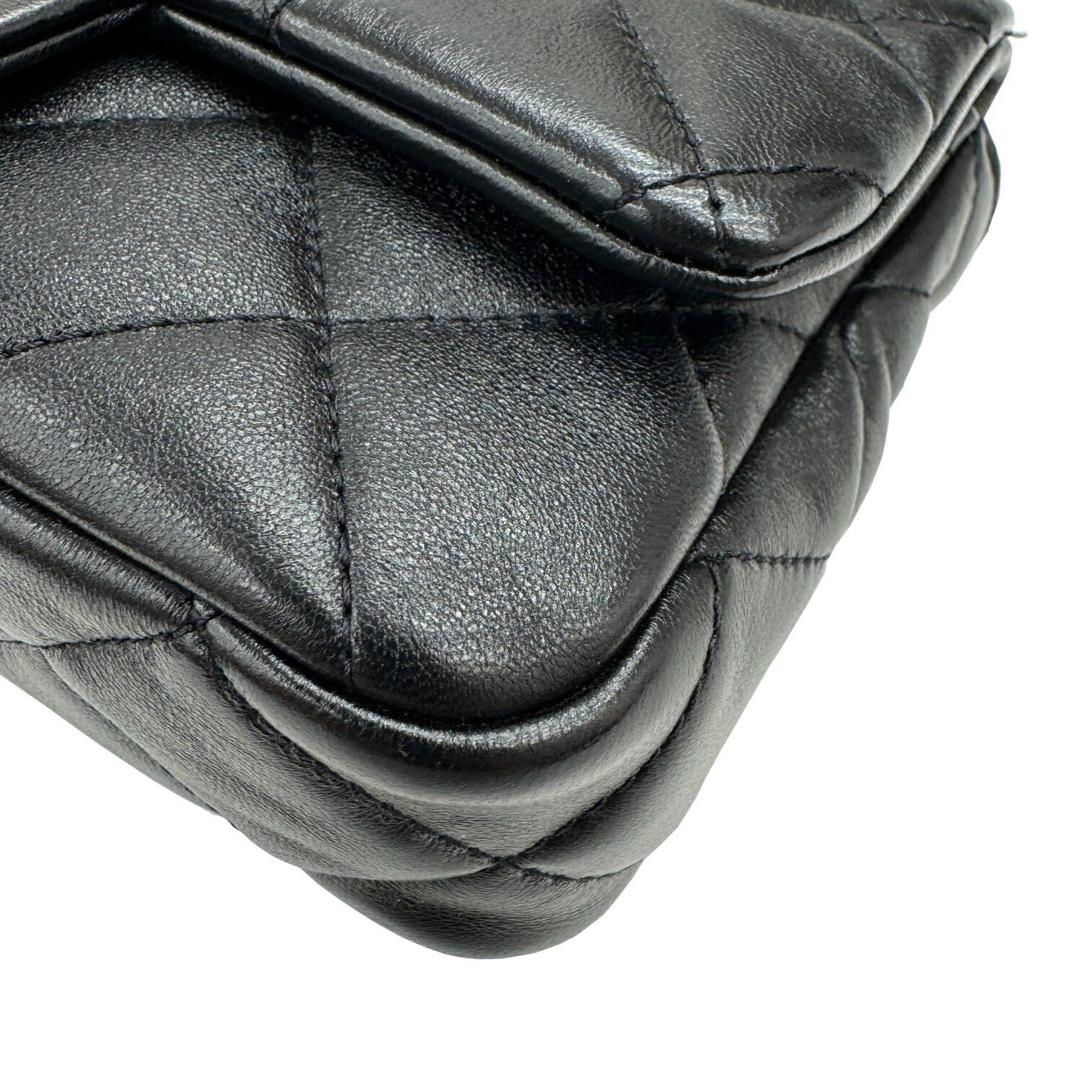 Chanel Leather Single Flap Bag with Dust Bag and Metal Fittings