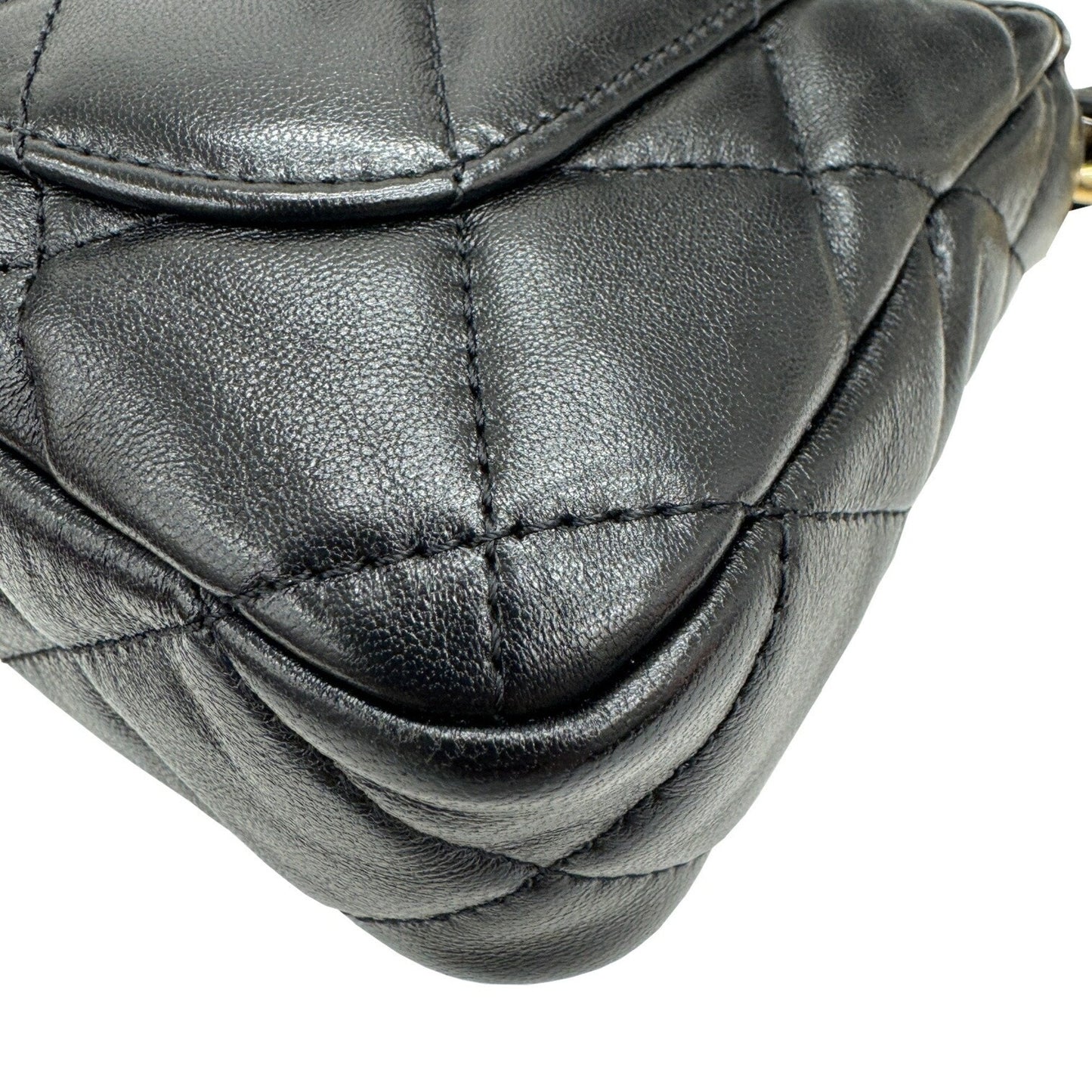 Chanel Leather Single Flap Bag with Dust Bag and Metal Fittings