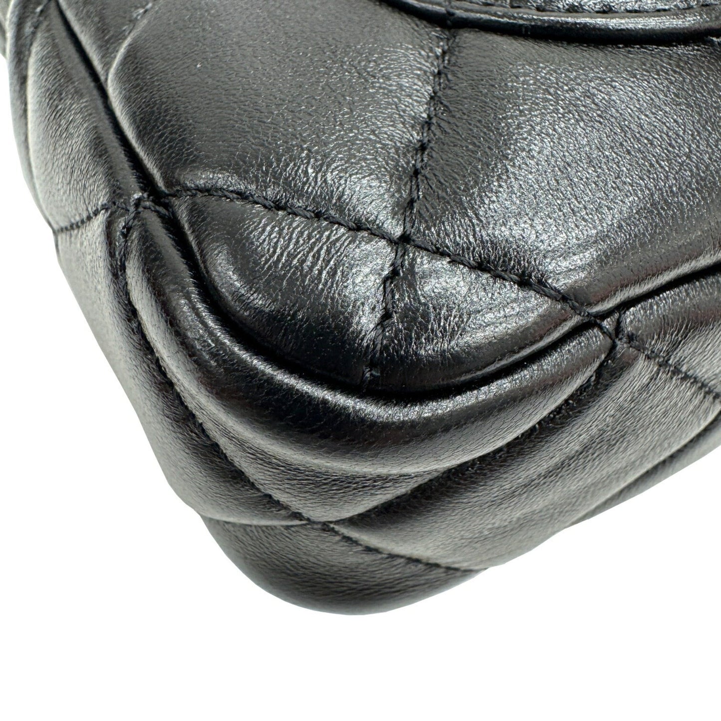 Chanel Leather Single Flap Bag with Dust Bag and Metal Fittings