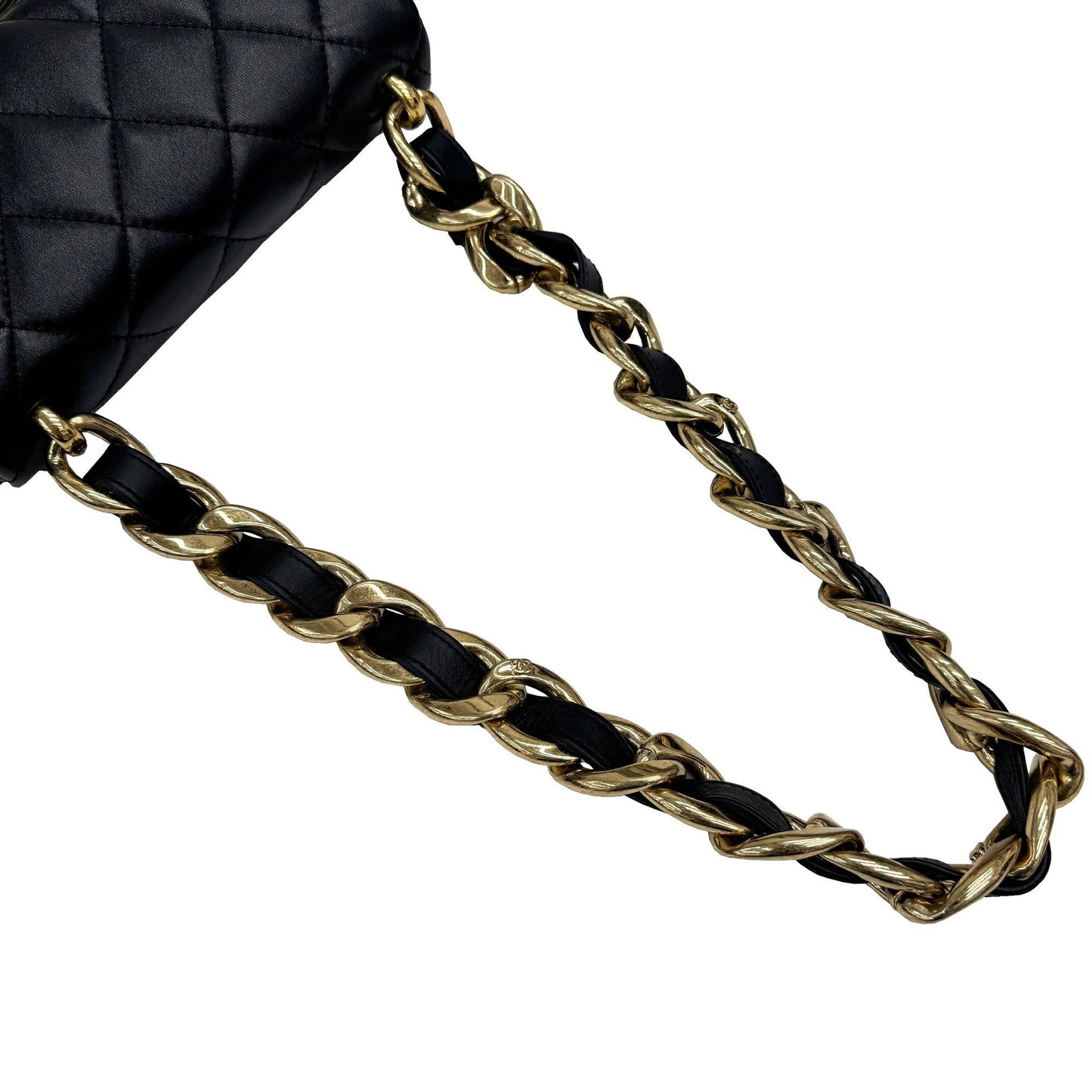 Chanel Leather Single Flap Bag with Dust Bag and Metal Fittings