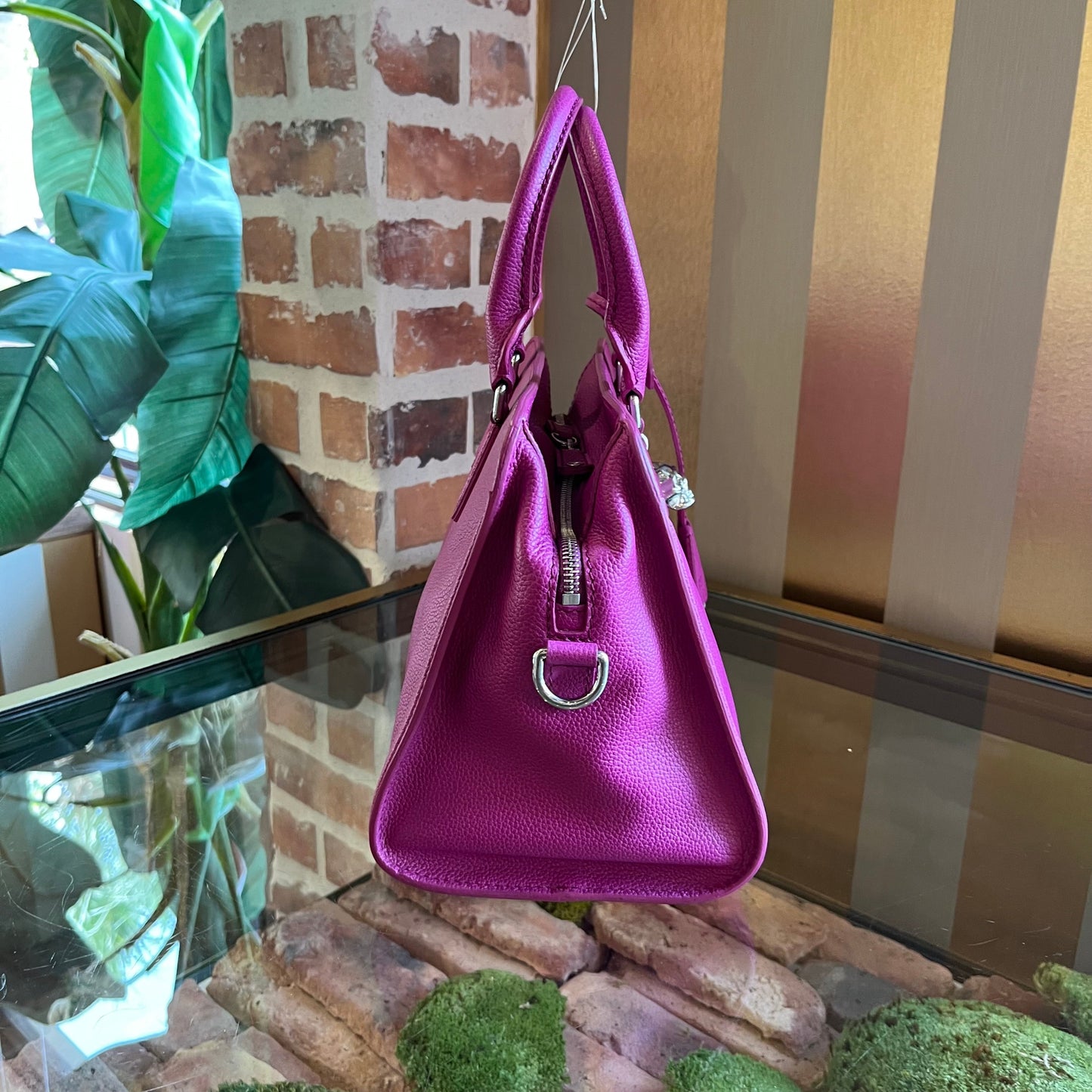 ALEXANDER MCQUEEN Skull Padlock Zip Medium Magenta Handbag