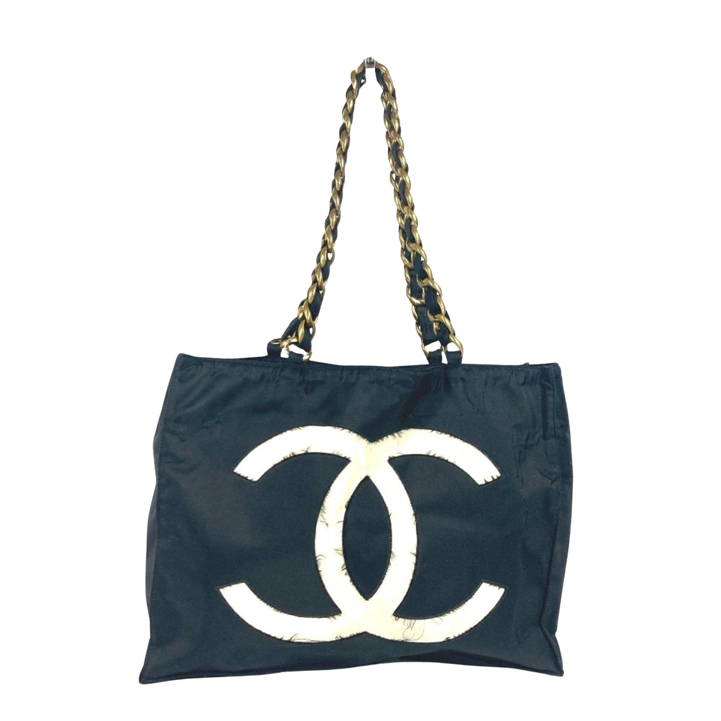 Chanel Canvas Tote Bag with Subtle Scratches and Slight Folds