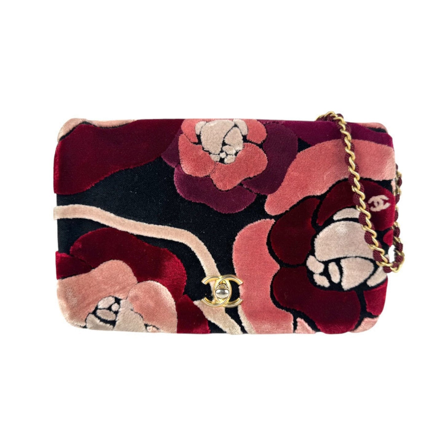 Chanel Velvet Camellia Bag with  Card and Italian Craftsmanship