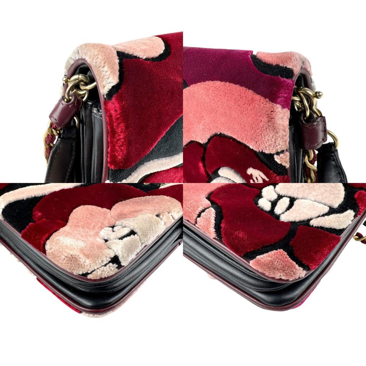 Chanel Velvet Camellia Bag with  Card and Italian Craftsmanship