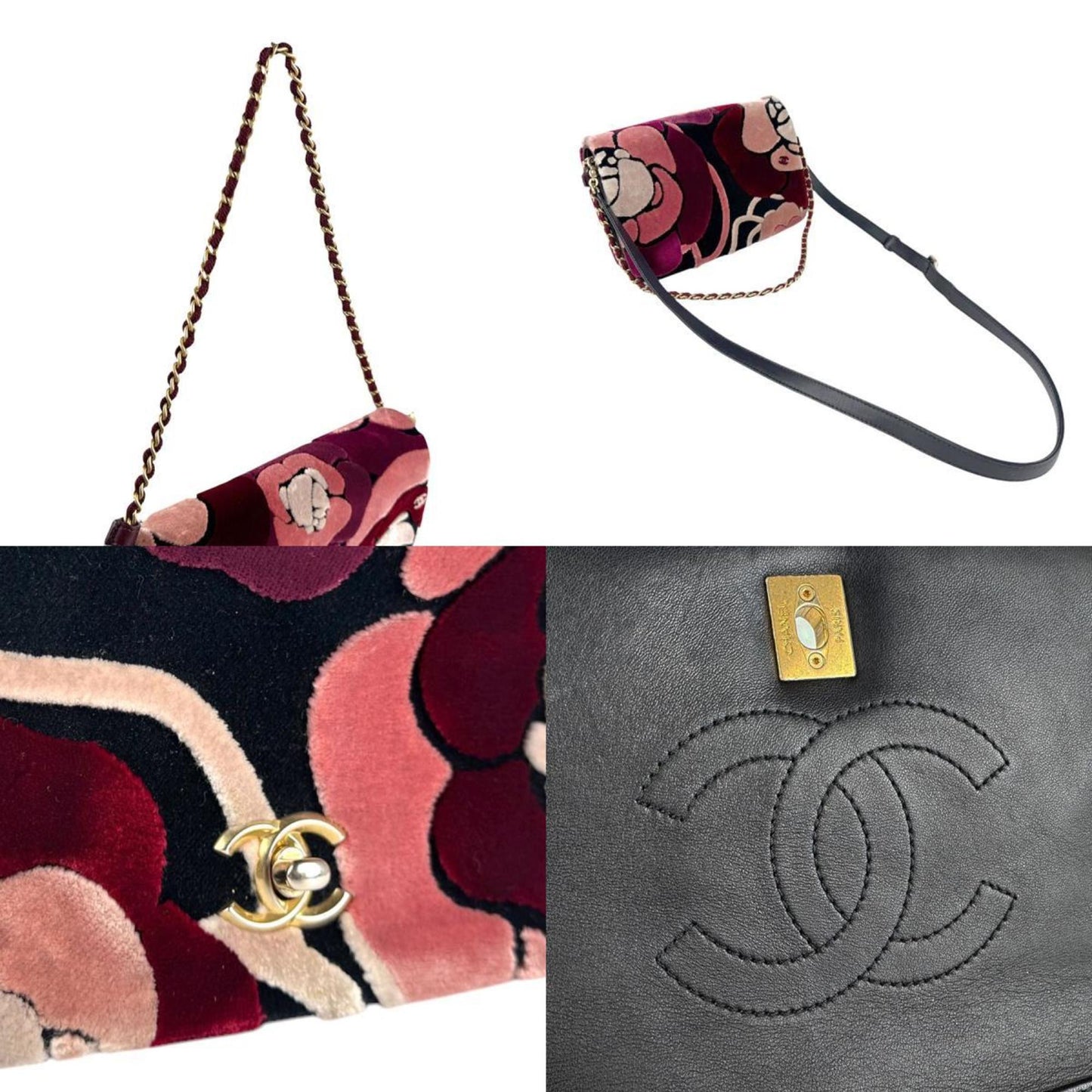 Chanel Velvet Camellia Bag with  Card and Italian Craftsmanship