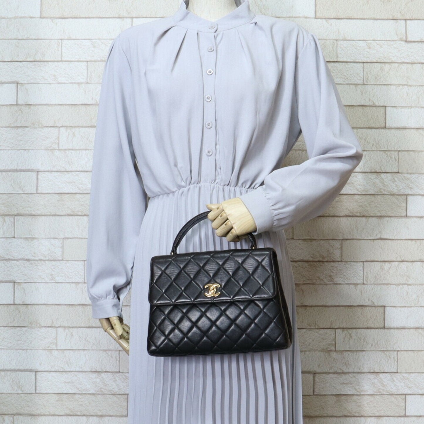 Chanel Leather Coco Handle Bag with  Card