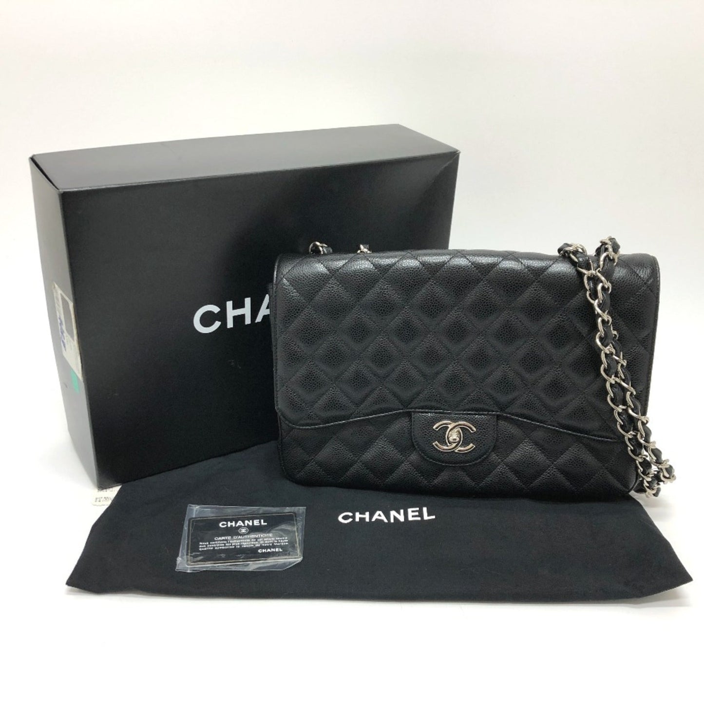 Chanel Luxury Leather Jumbo Handbag with Box and Dust Bag