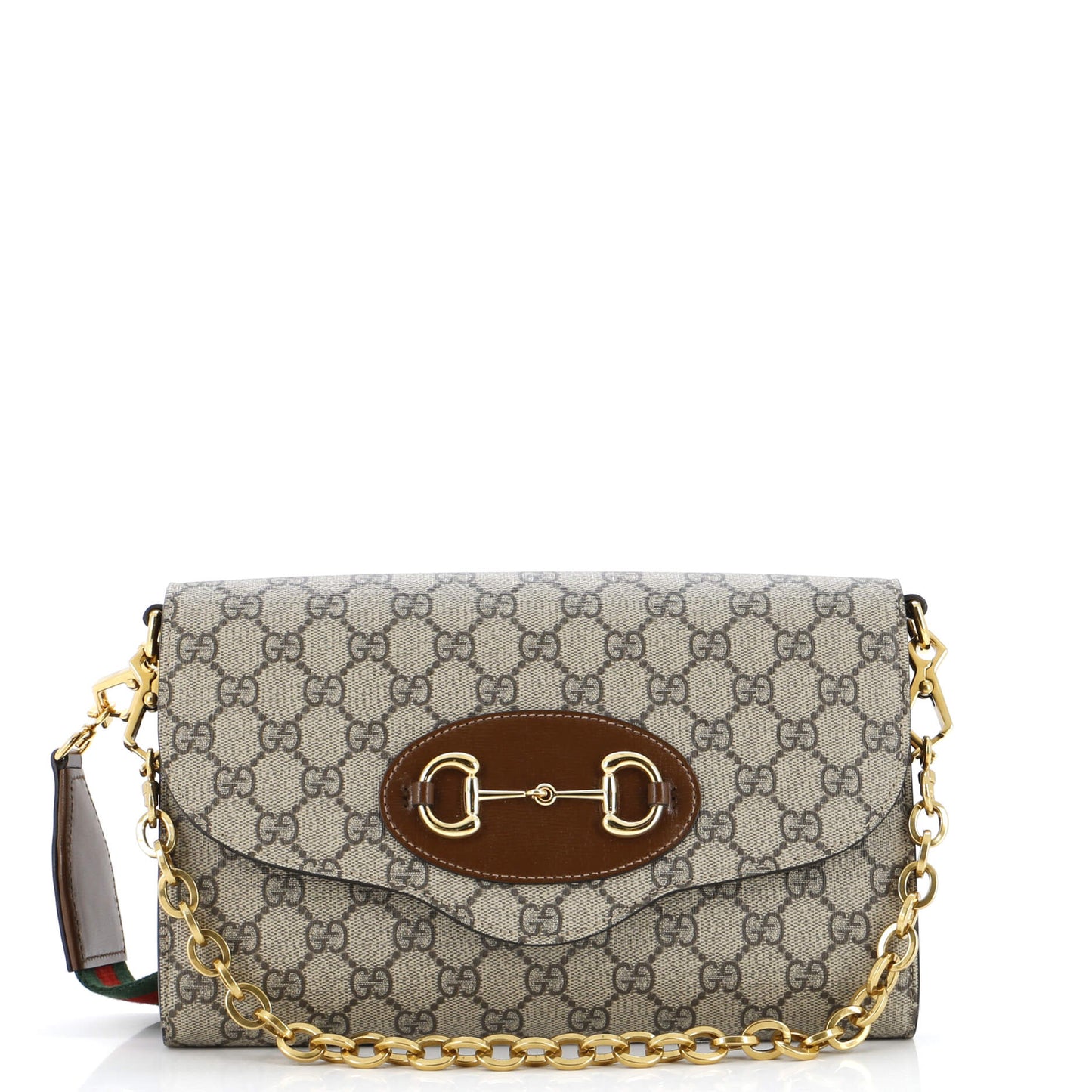 Horsebit 1955 Curved Flap Shoulder Bag GG Coated Canvas Small