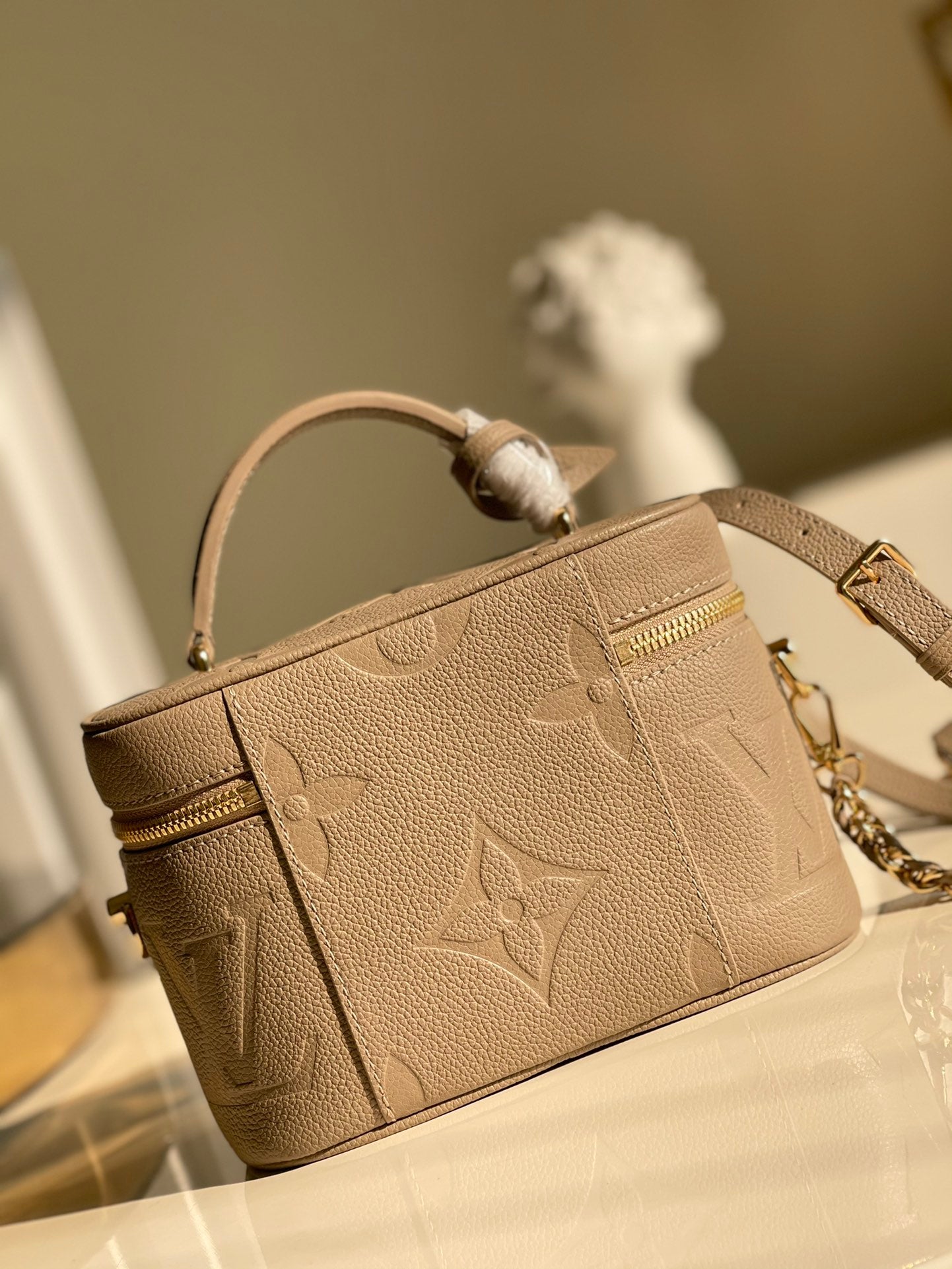 LV Vanity PM Handbag Monogram Empreinte Tourterelle Beige For Women, WomenÃ¢â‚¬â„¢s Handbags, Shoulder And Crossbody Bags 7.5in/19cm LV M45608