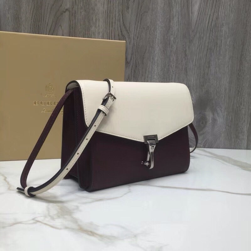 GLAMI Small Macken Colorblock Crossbody Brown/White Bag For Women, Bags 9.5in/24cm