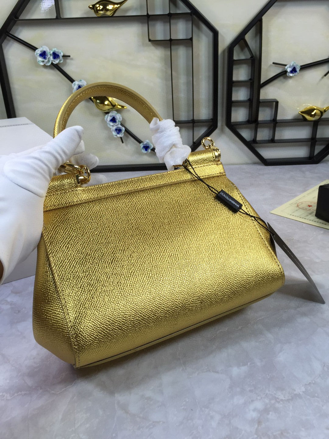GLAMI MeGLAMIum Sicily Handbag In Dauphine Gold For Women 10.2in/26cm GLAMIÃ‚Â 