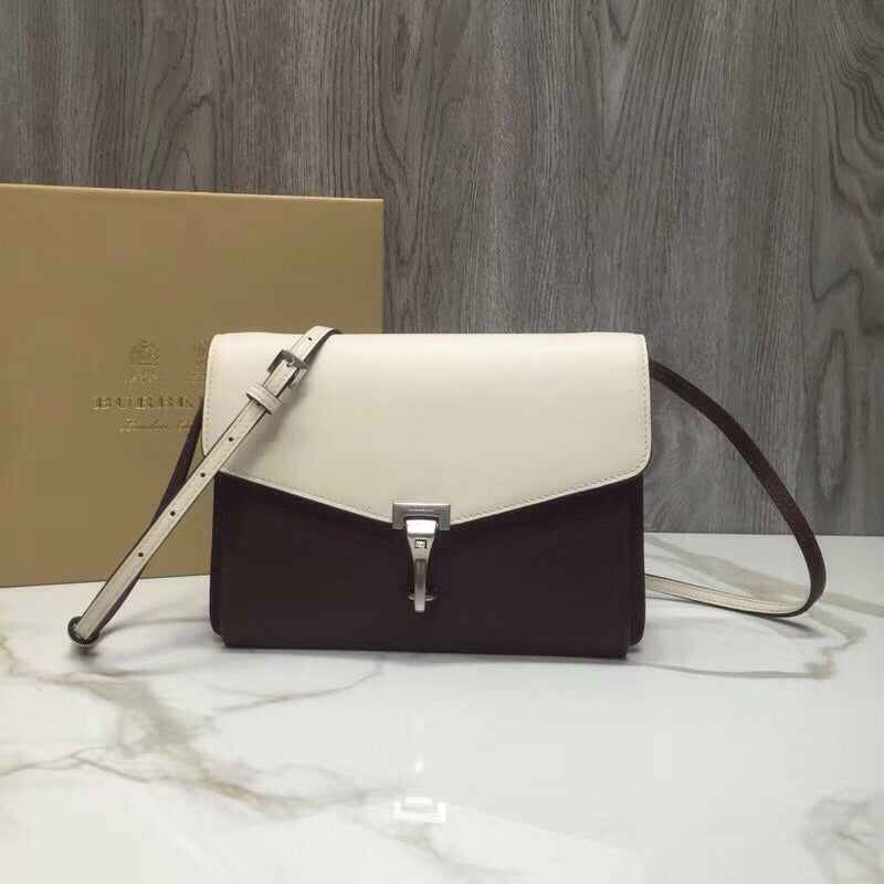 GLAMI Small Macken Colorblock Crossbody Brown/White Bag For Women, Bags 9.5in/24cm