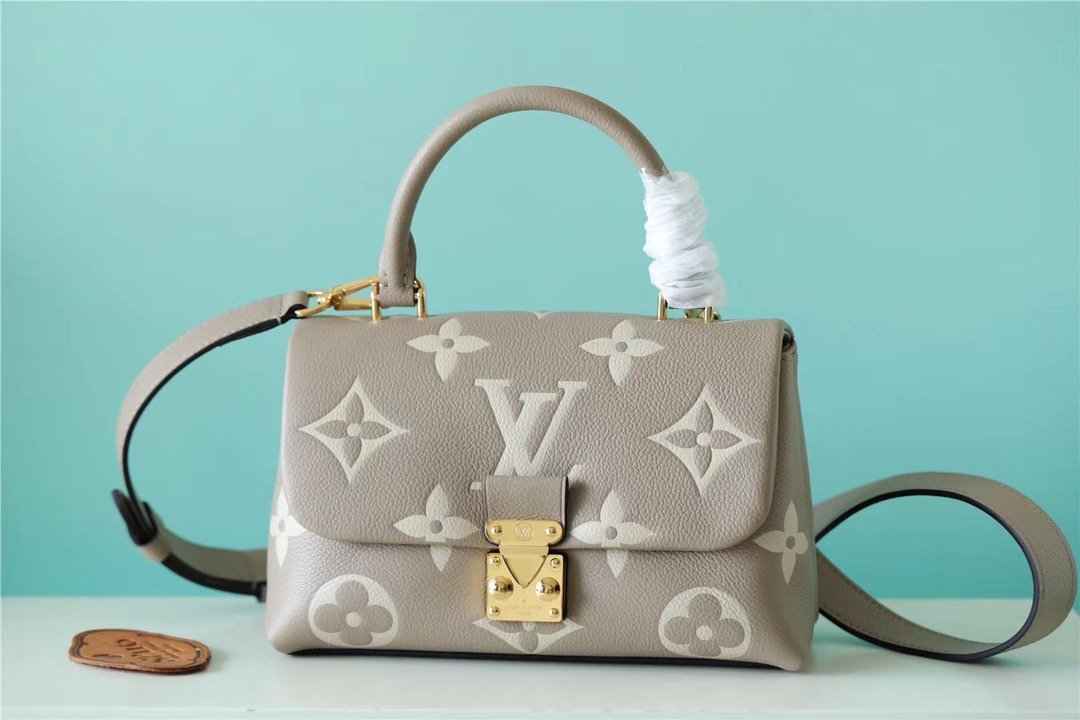 LV Madeleine GLAMI Monogram Empreinte Dove Gray/ Creme Beige For Women,  Shoulder and Crossbody Bags 9.4in/24cm LV
