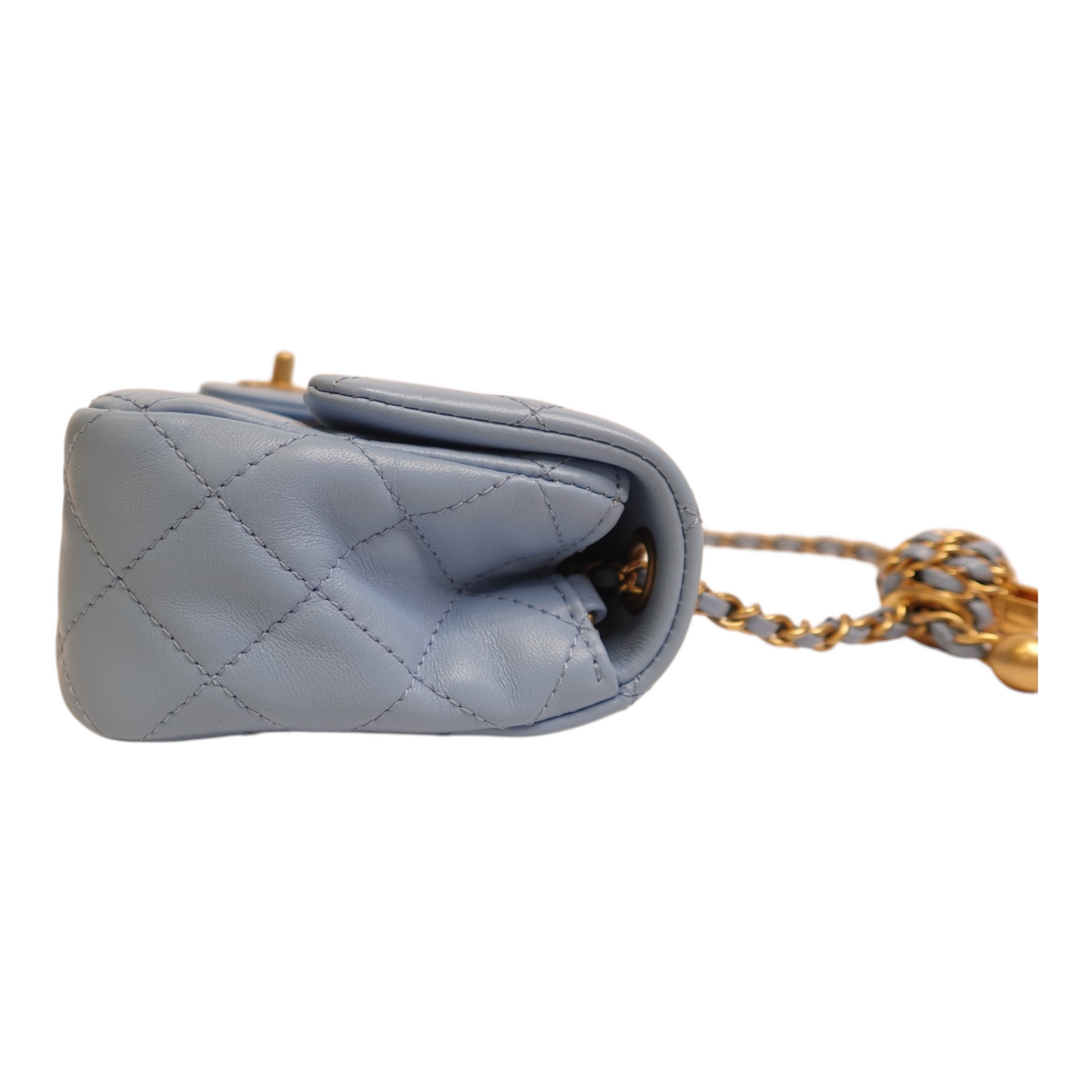 Chanel Blue Lambskin Quilted Mini Pearl Crush Flap Bag