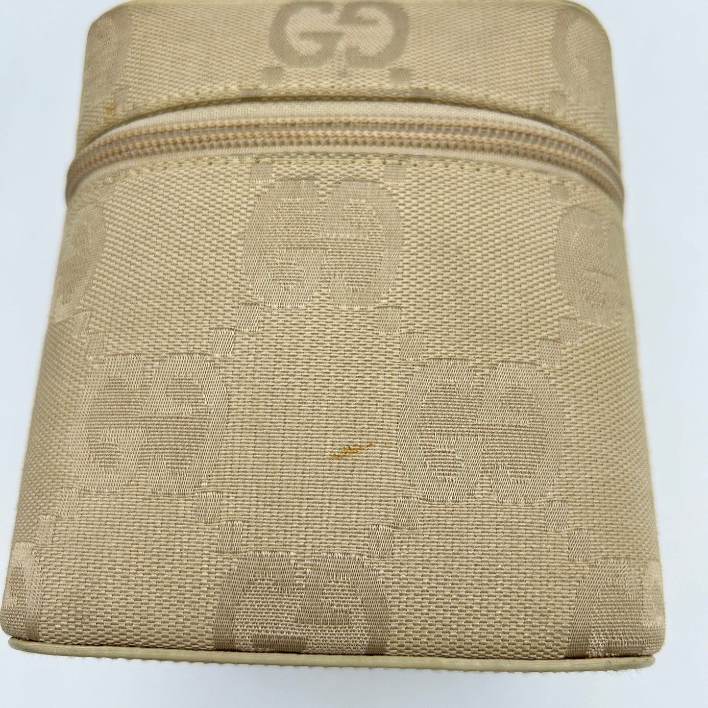 Gucci Beige GG Canvas Leather Vanity Bag