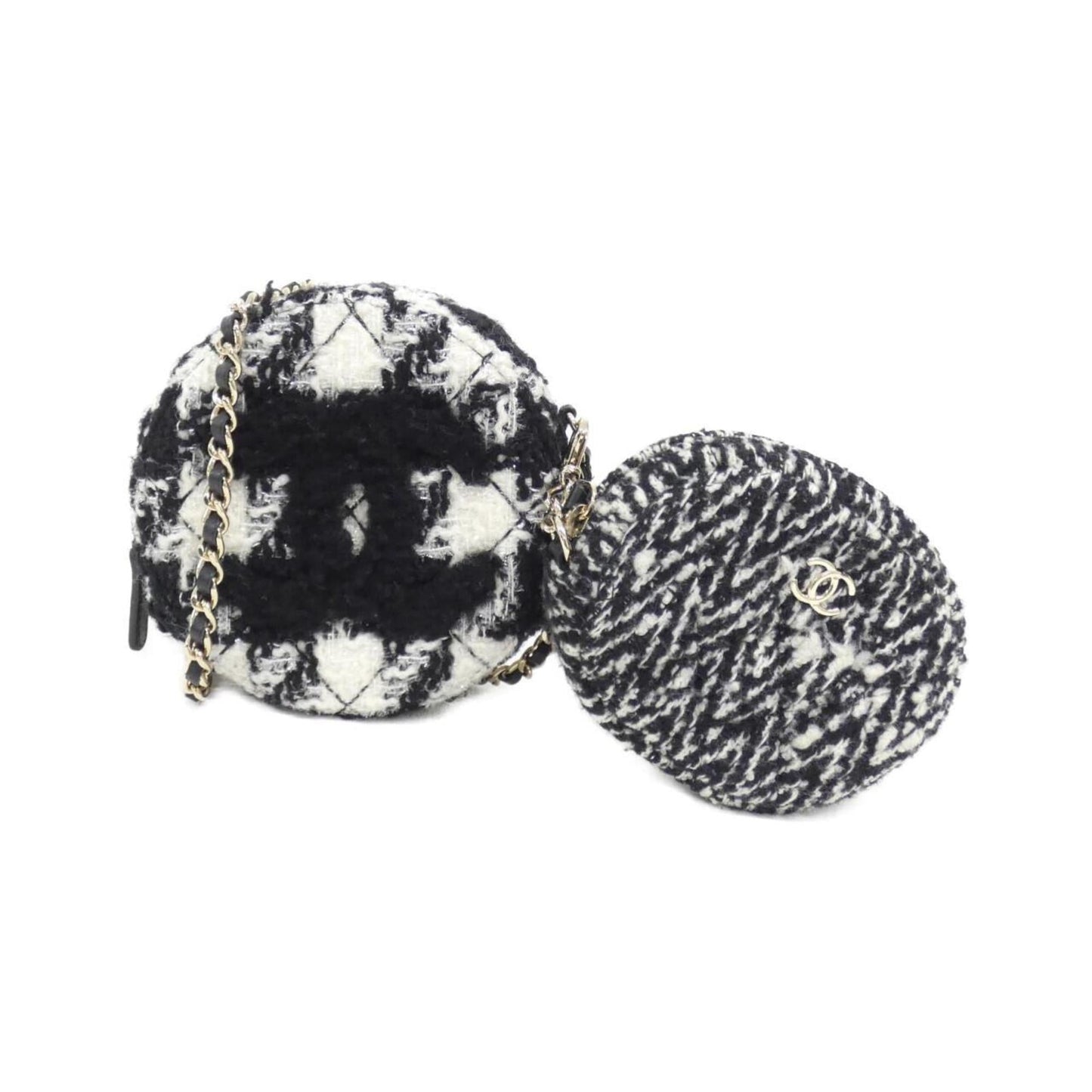 Chanel Round Tweed Clutch Bag