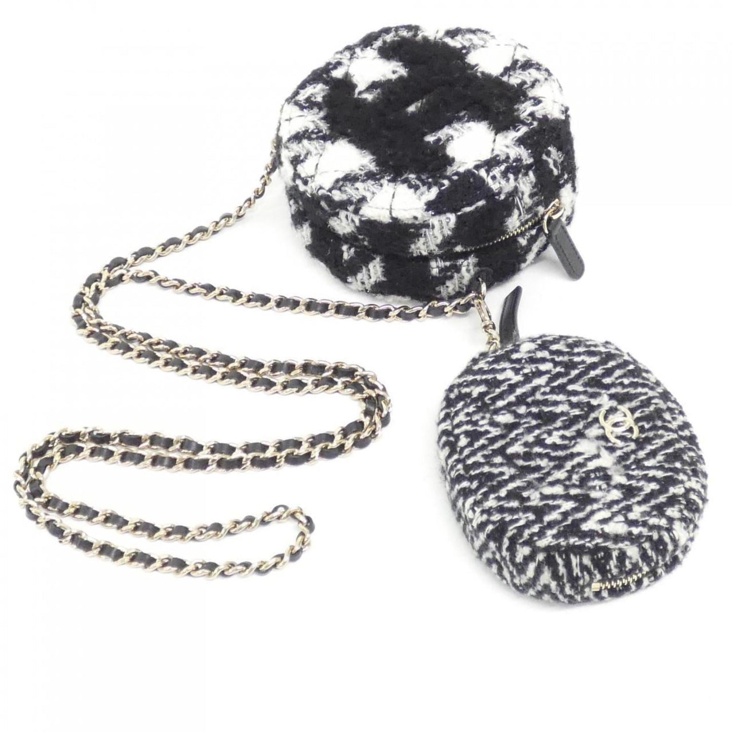 Chanel Round Tweed Clutch Bag