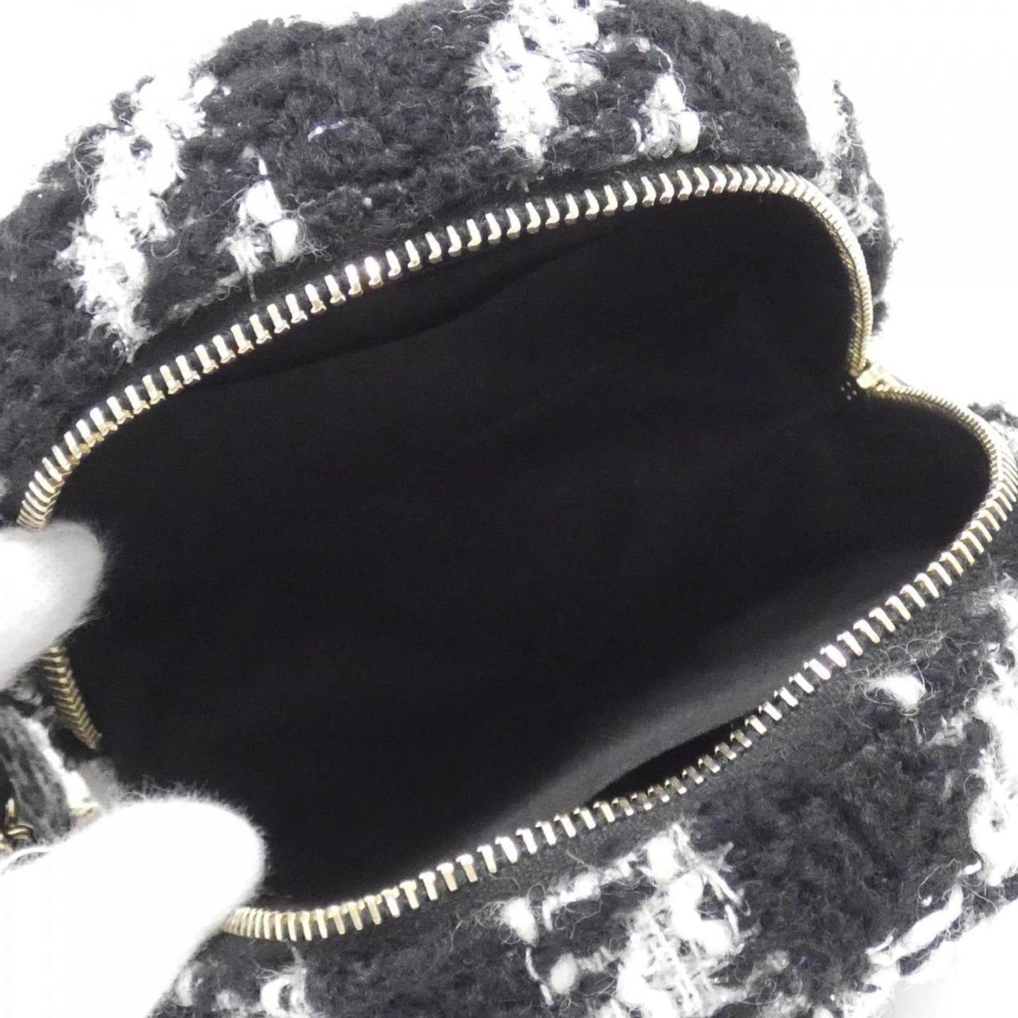 Chanel Round Tweed Clutch Bag