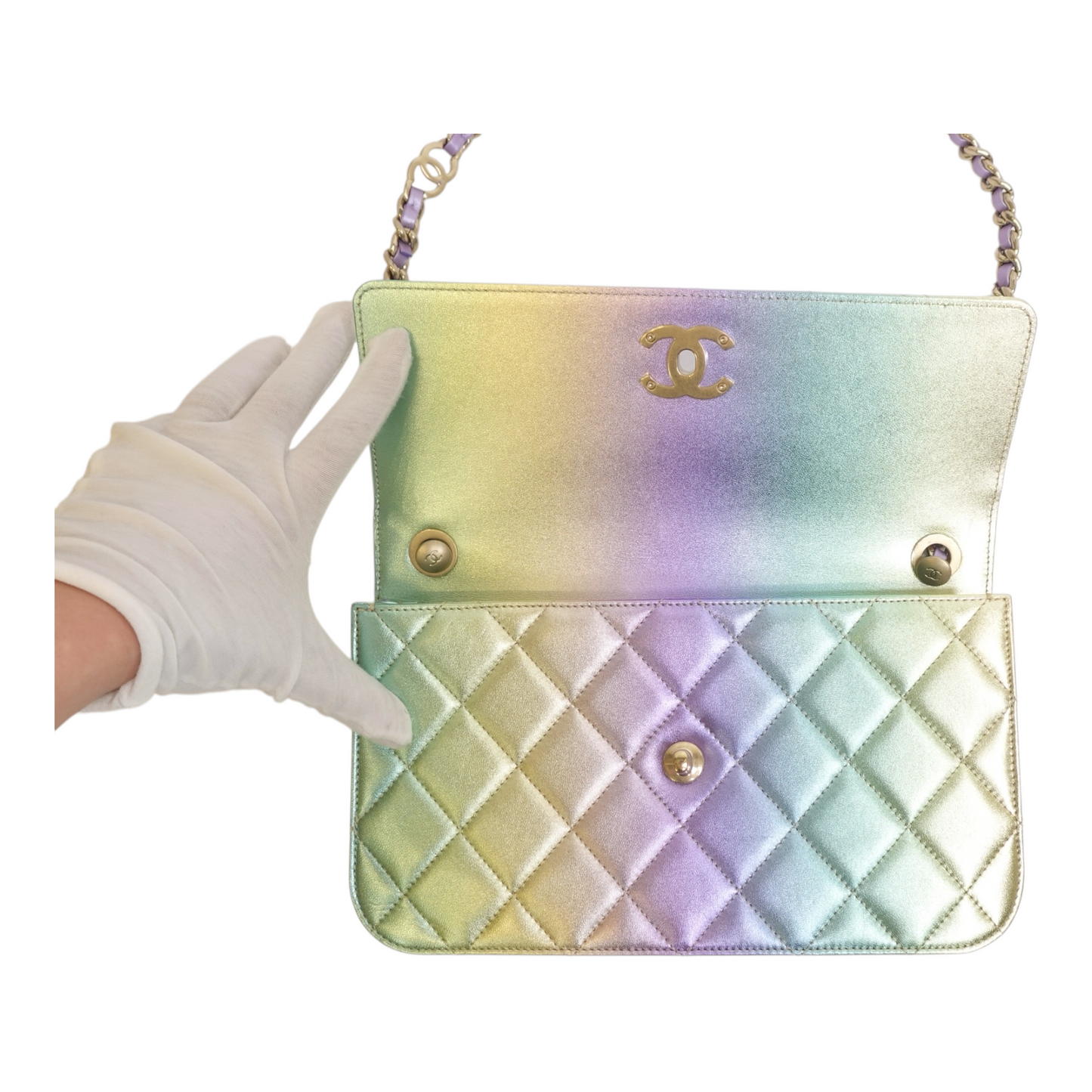 Chanel Gradient Metallic Lambskin Quilted Walking Mood Flap