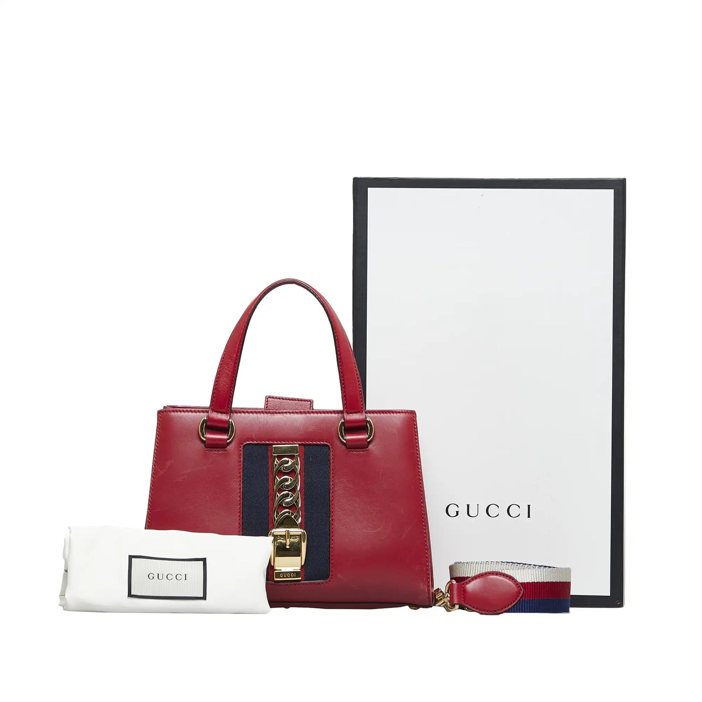 GLM-- Sylvie Top Handle Red Web Leather
