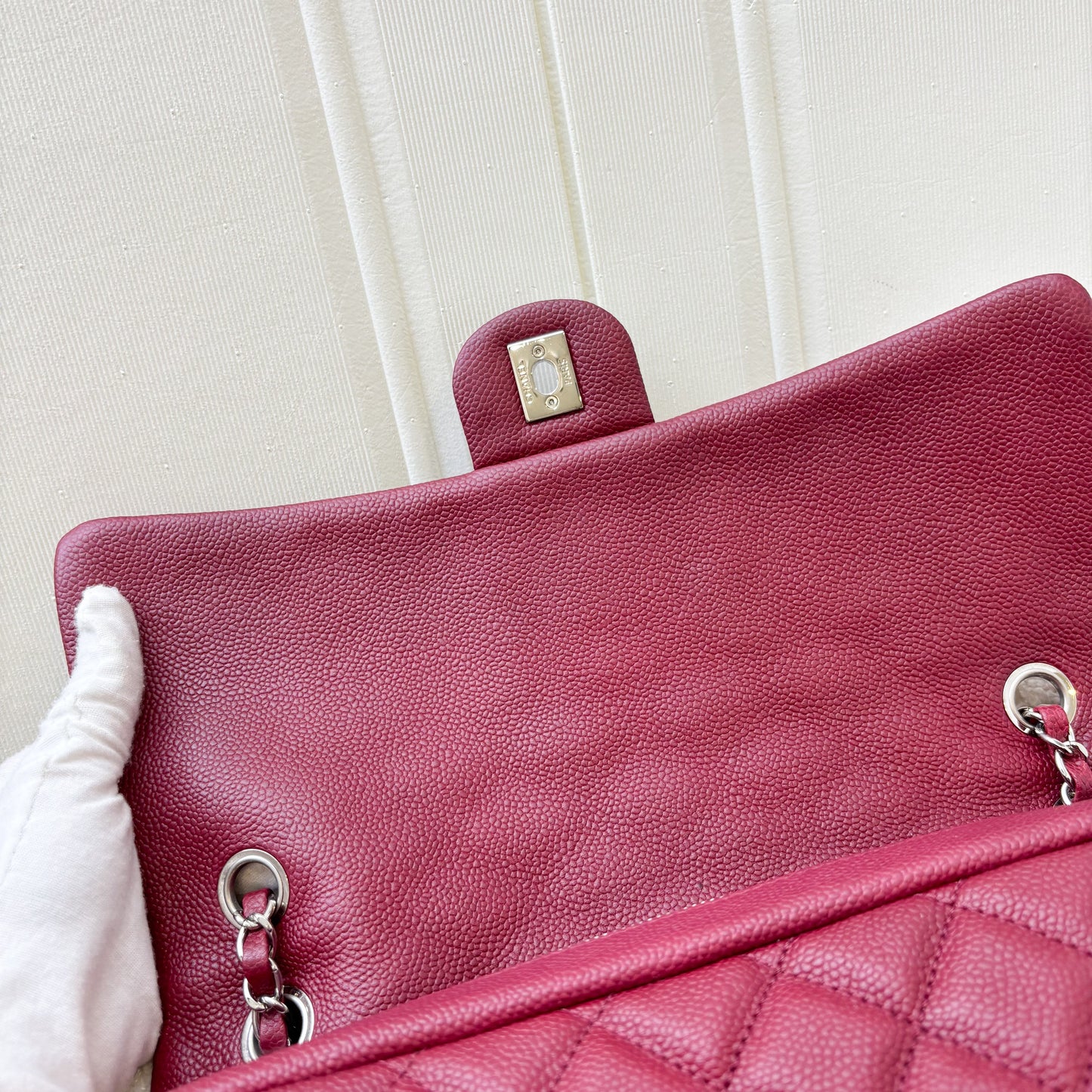 GLM-Easy Caviar Jumbo Flap Bag in Dark Red Caviar and SHW (Model: A67742)