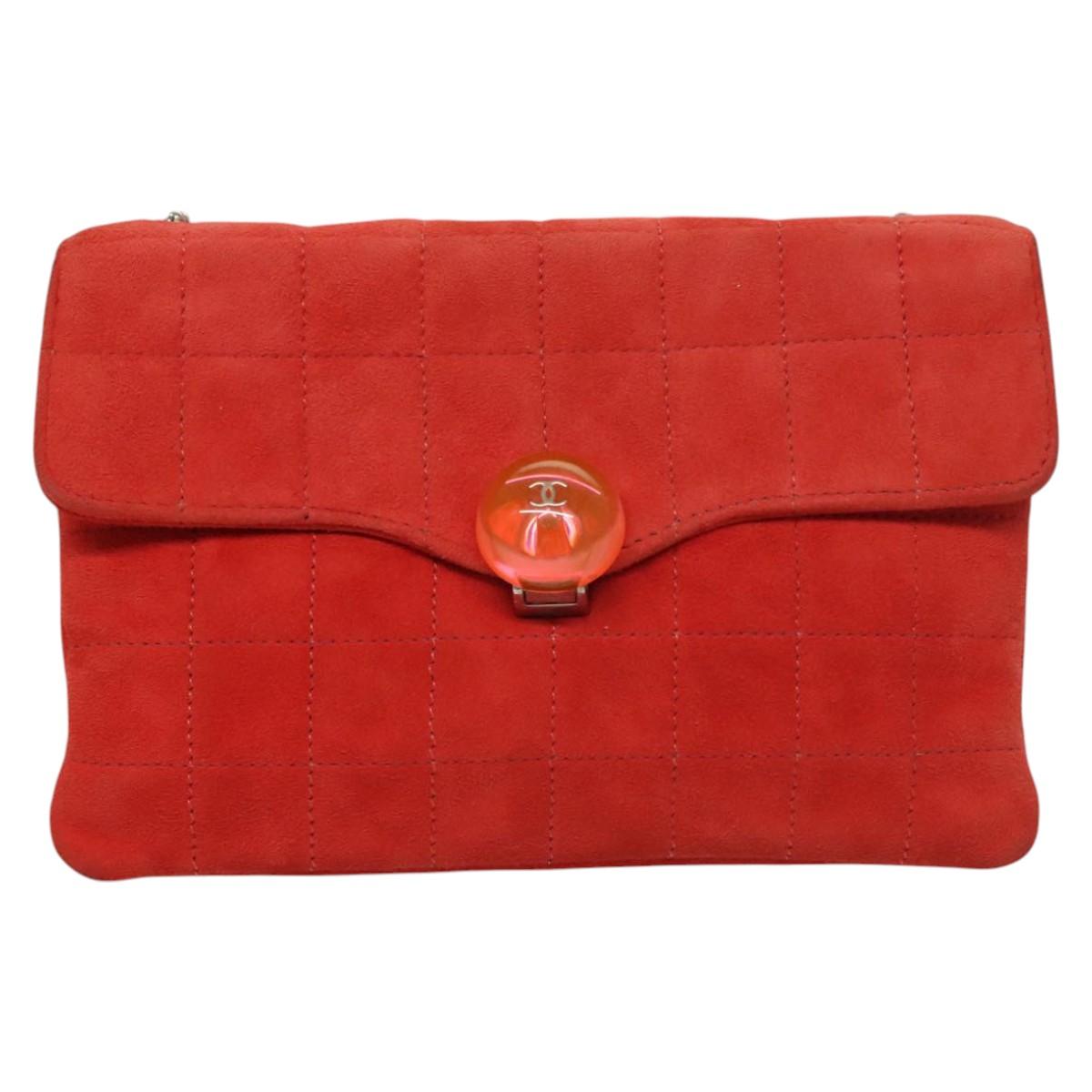 Chanel Red Suede Quilted Shoulder Bag