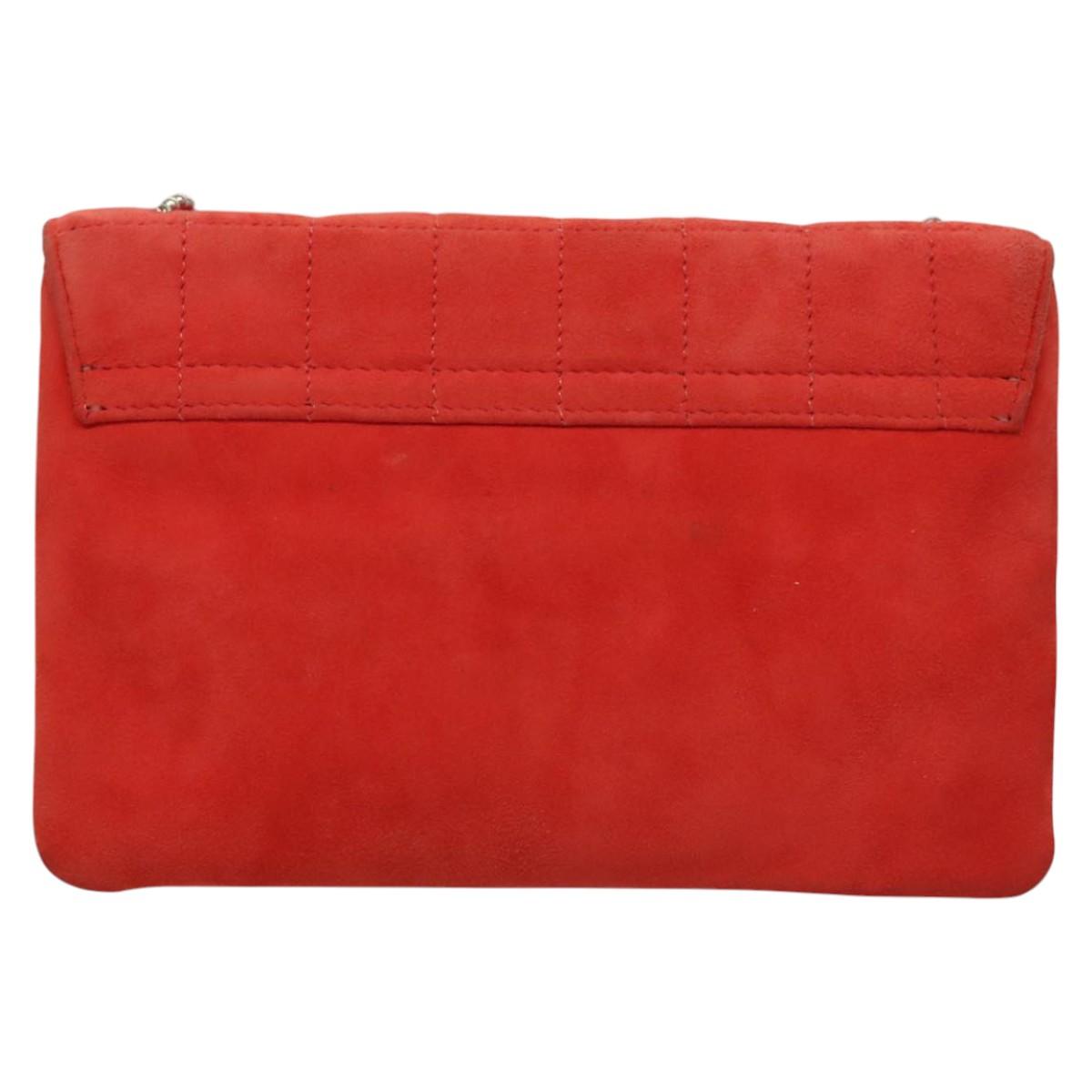 Chanel Red Suede Quilted Shoulder Bag