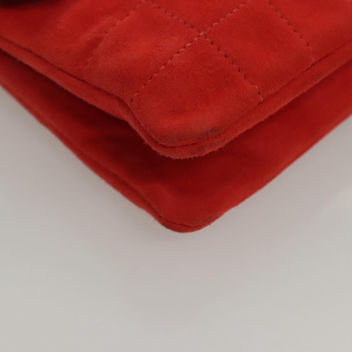 Chanel Red Suede Quilted Shoulder Bag