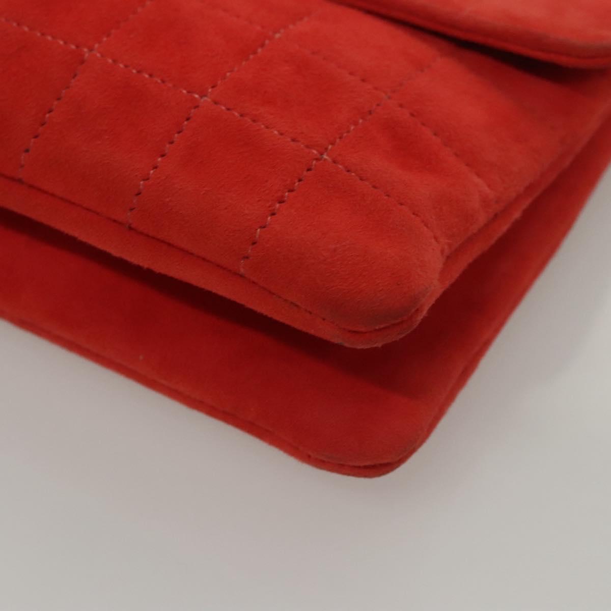 Chanel Red Suede Quilted Shoulder Bag