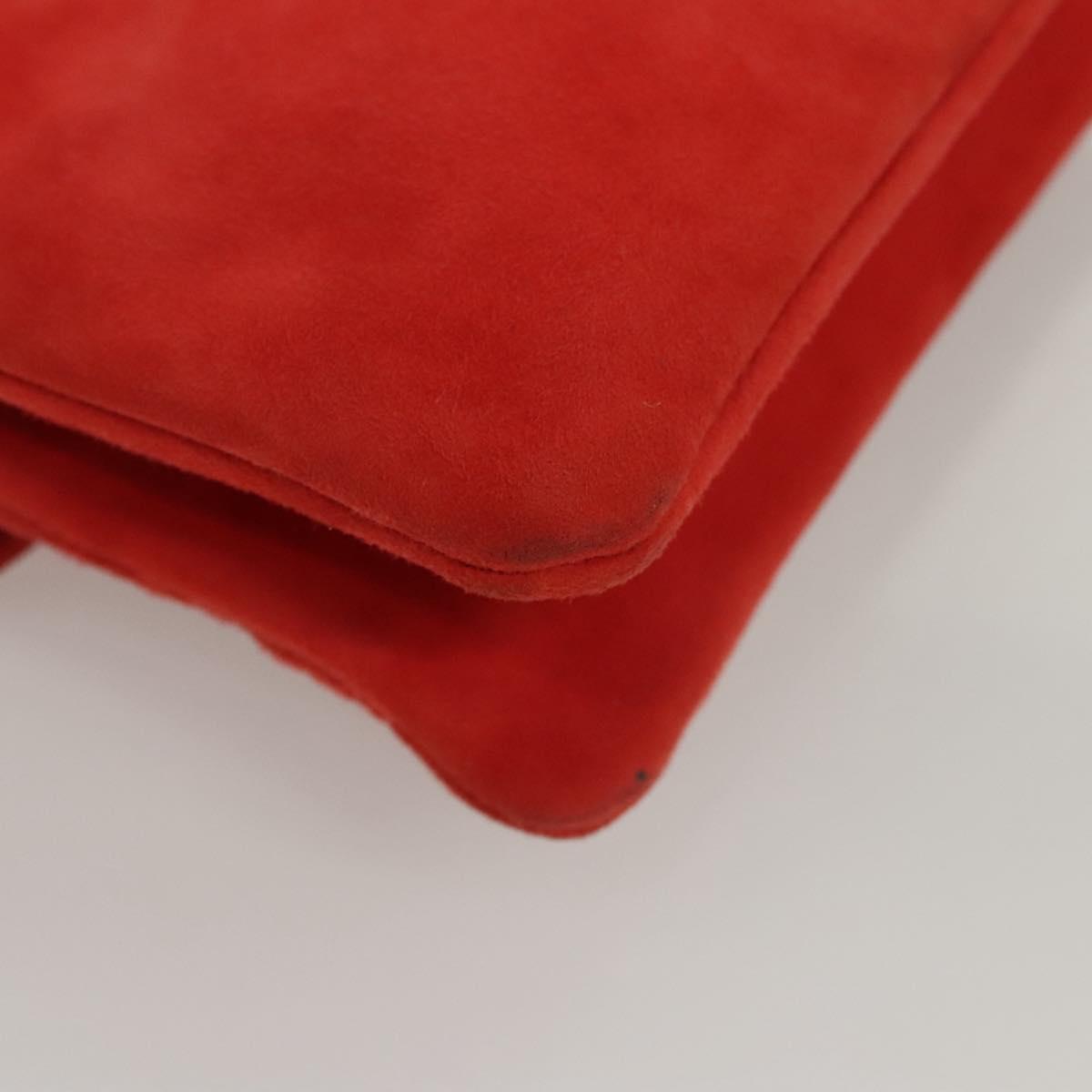 Chanel Red Suede Quilted Shoulder Bag