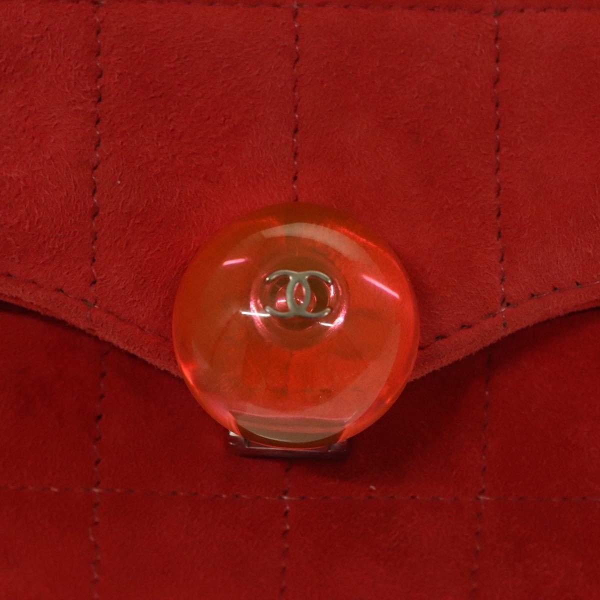 Chanel Red Suede Quilted Shoulder Bag