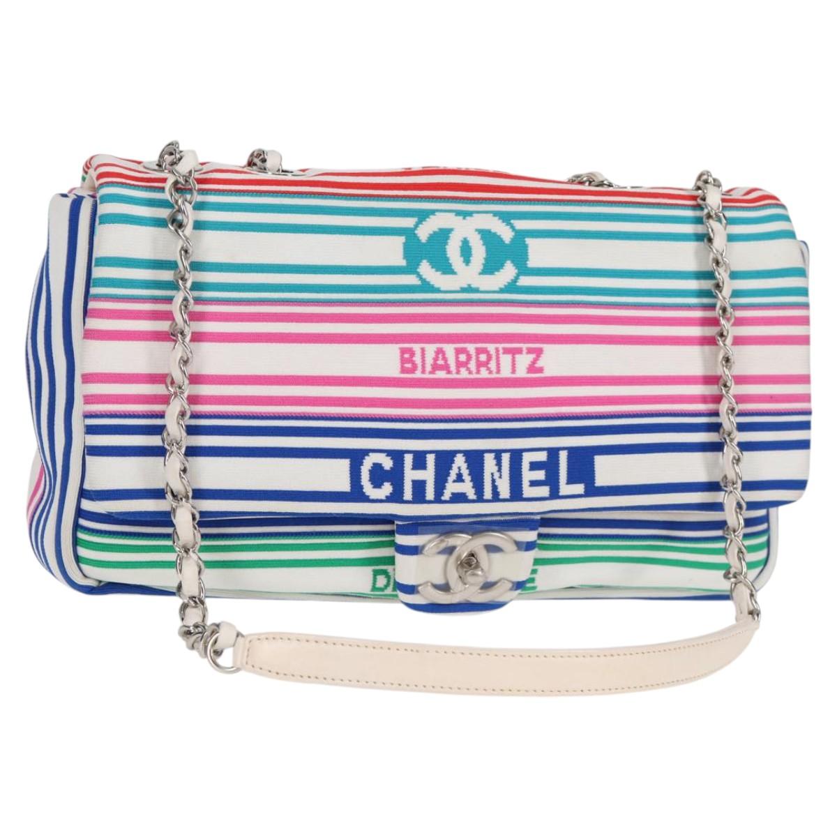 Chanel Biarritz Stripe Knitted Shoulder Bag
