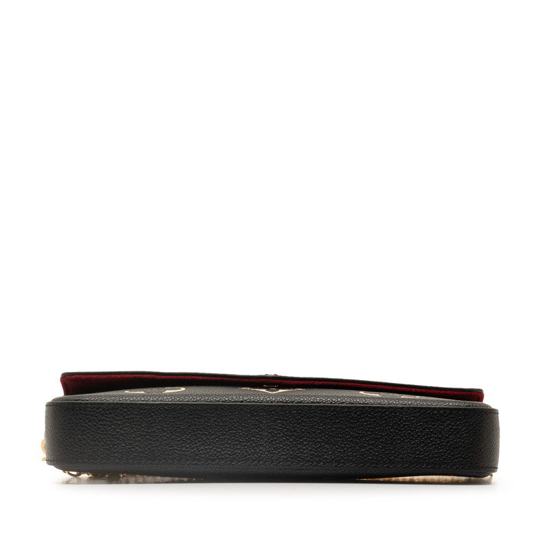Louis Vuitton Monogram Implant Bi-Color Pochette Felice Chain S Wallet M82479 Black Beige  Leather  Louis Vuitton