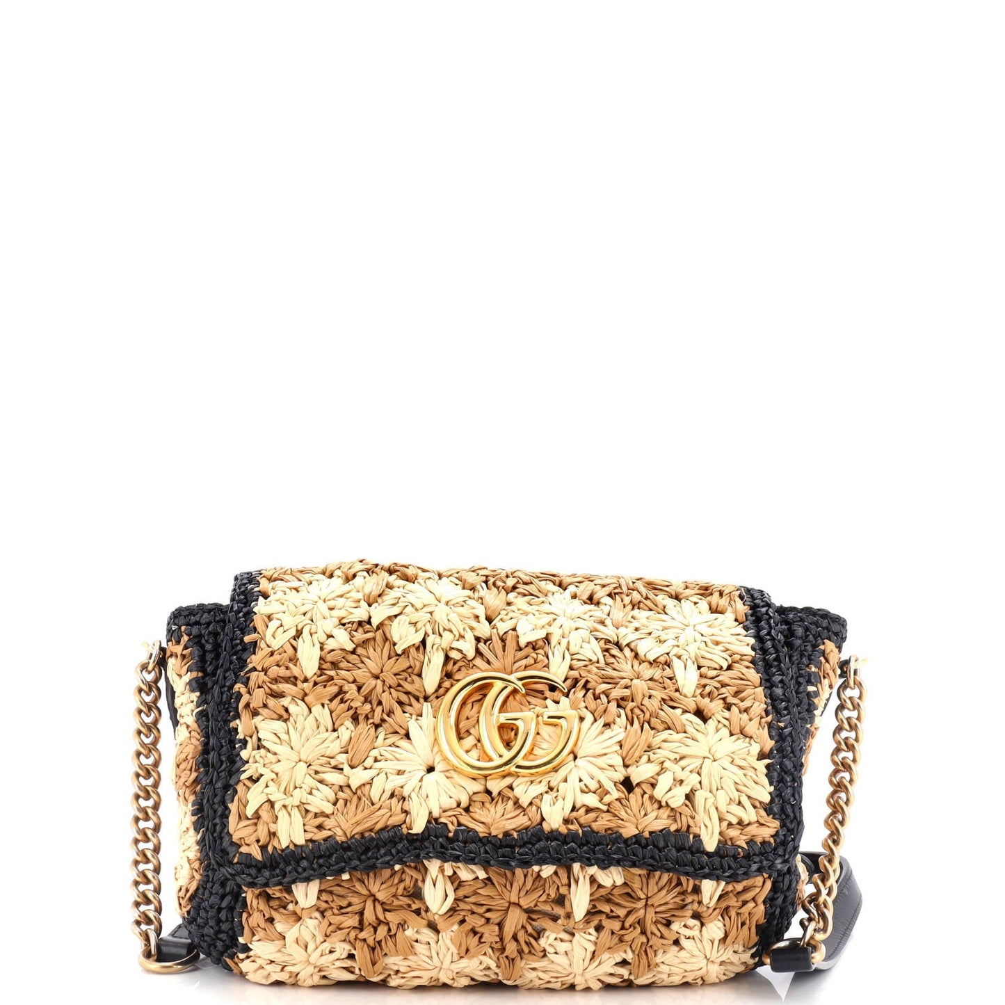 GG Marmont Flap Bag Raffia Small