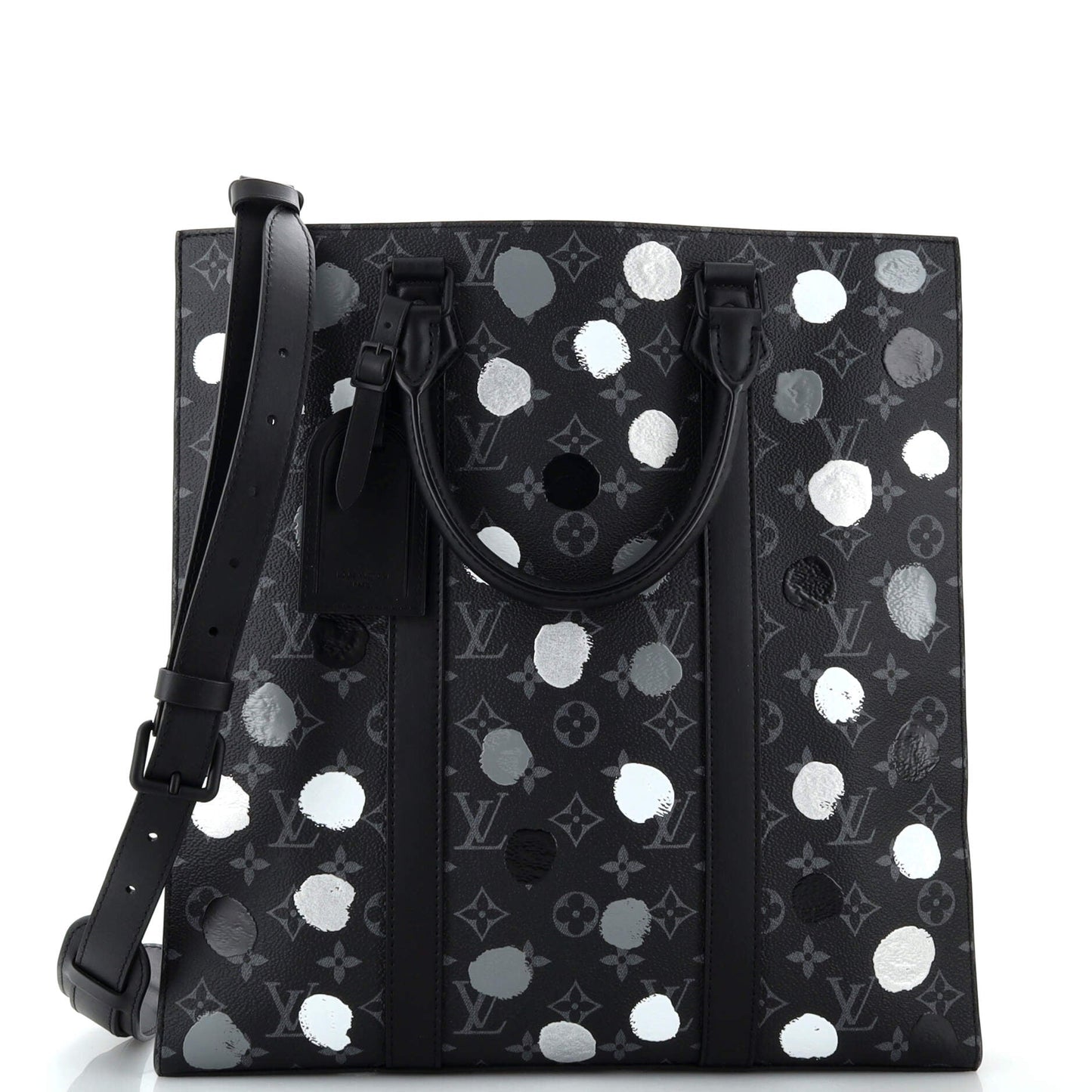 Louis Vuitton Sac Plat Bag Yayoi Kusama Painted Dots Monogram Eclipse Canvas
