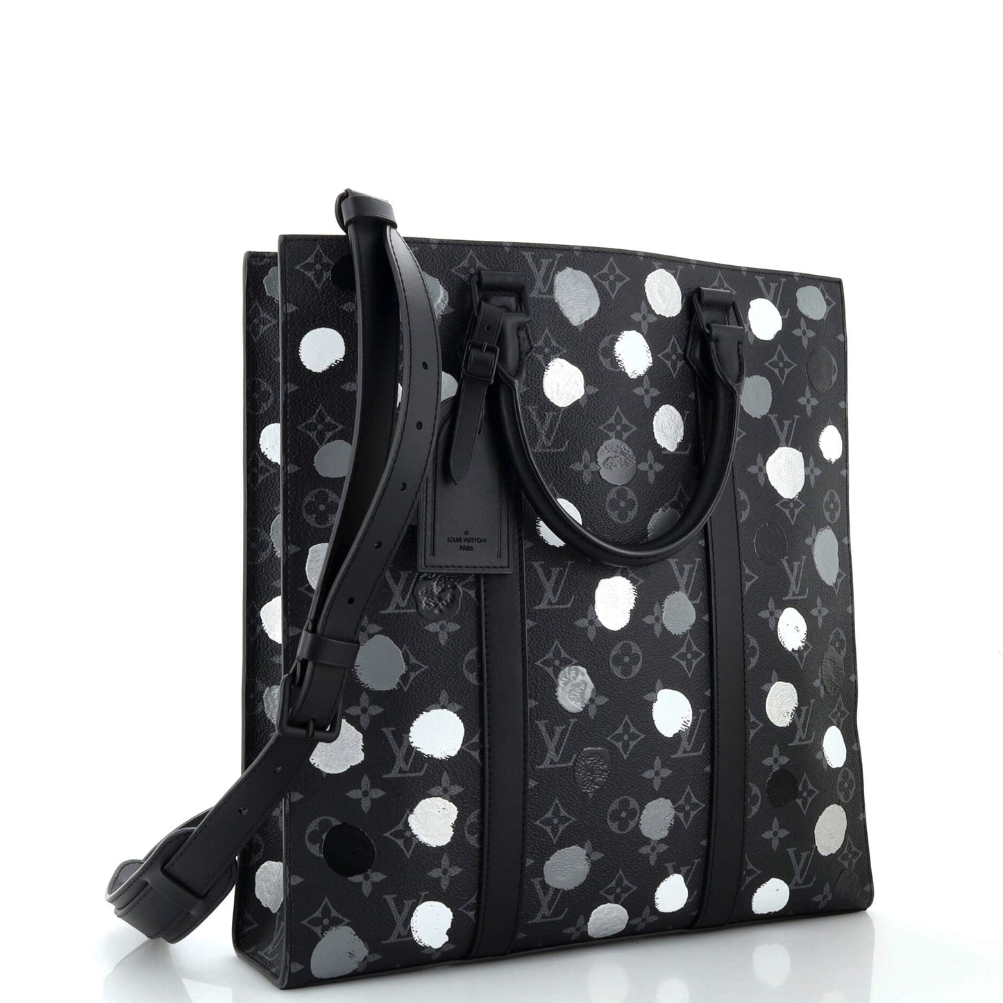 Louis Vuitton Sac Plat Bag Yayoi Kusama Painted Dots Monogram Eclipse Canvas