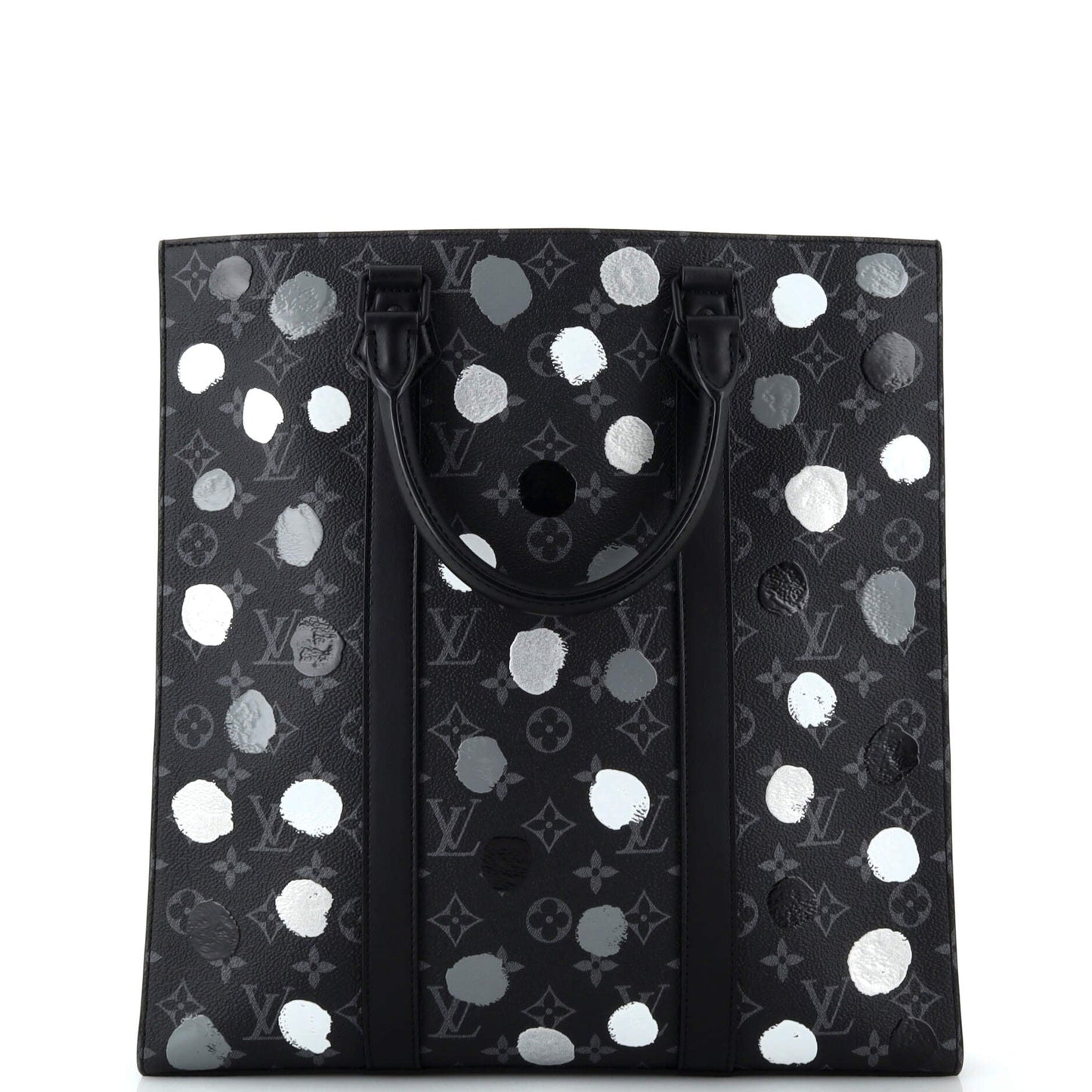 Louis Vuitton Sac Plat Bag Yayoi Kusama Painted Dots Monogram Eclipse Canvas