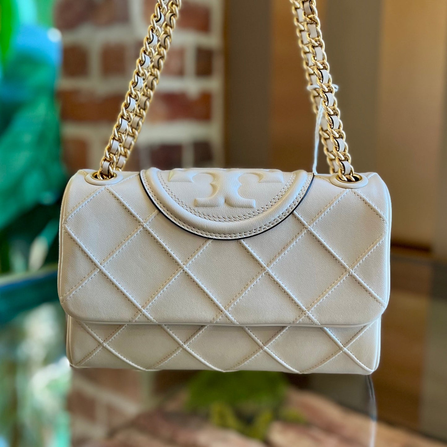 TORY BURCH Fleming Convertible Cream Shoulder Bag