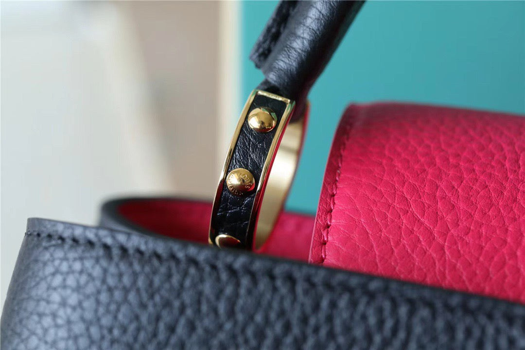 LV Capucines GLAMI Taurillon Black/ Rose Berlingot For Women, WomenÃ¢â‚¬â„¢s Bags, Shoulder And Crossbody Bags 10.6in/27cm LV