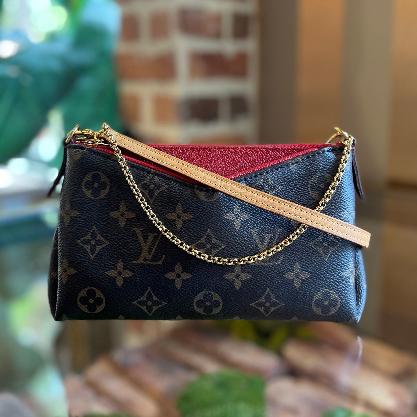 LOUIS VUITTON Pallas Clutch Monogram Canvas Crossbody