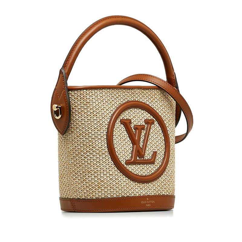 Louis Vuitton Bucket Handbag 2WAY M59962 Natural Brown Leather Raffia  Louis Vuitton