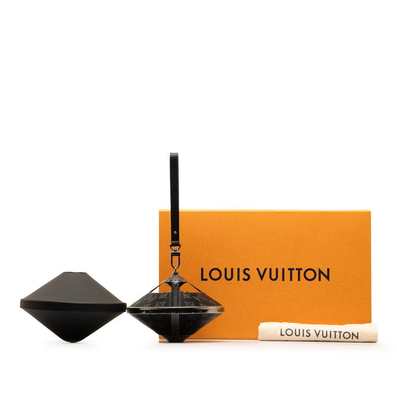 Louis Vuitton Monogram Horizon Lighting Speaker Obje QAC000 Gummetal Black Stainless Leather Men LOUIS VUITTON
