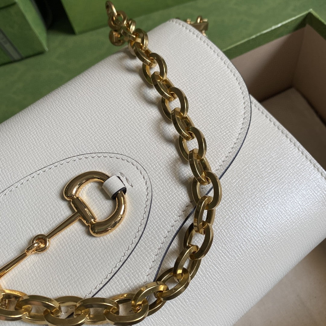 gg Horsebit 1955 Small Bag White For Women 10.2in/26cm gg ‎677286 18YSX 9068