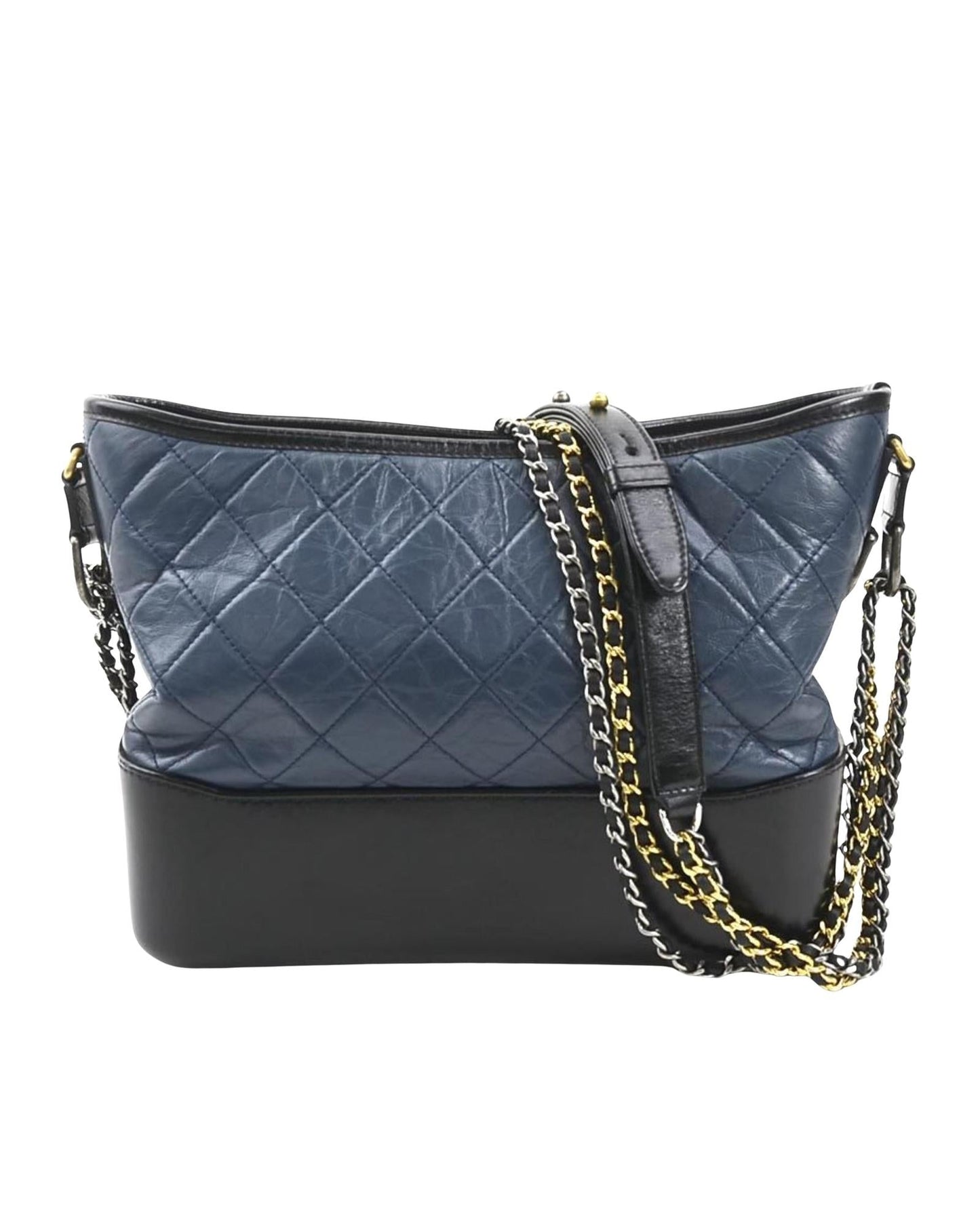 Chanel Chanel Quilted Leather Hobo Bag BlueBlack