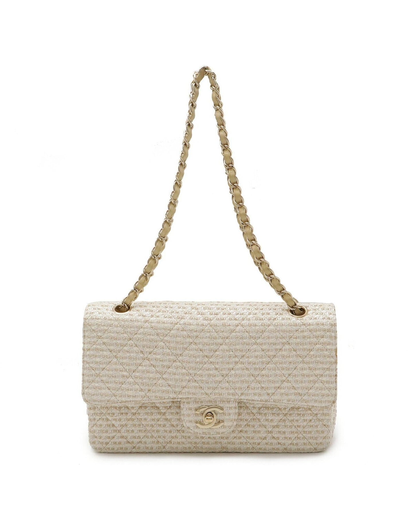 Chanel Classic Flap Bag Small Beige Tweed