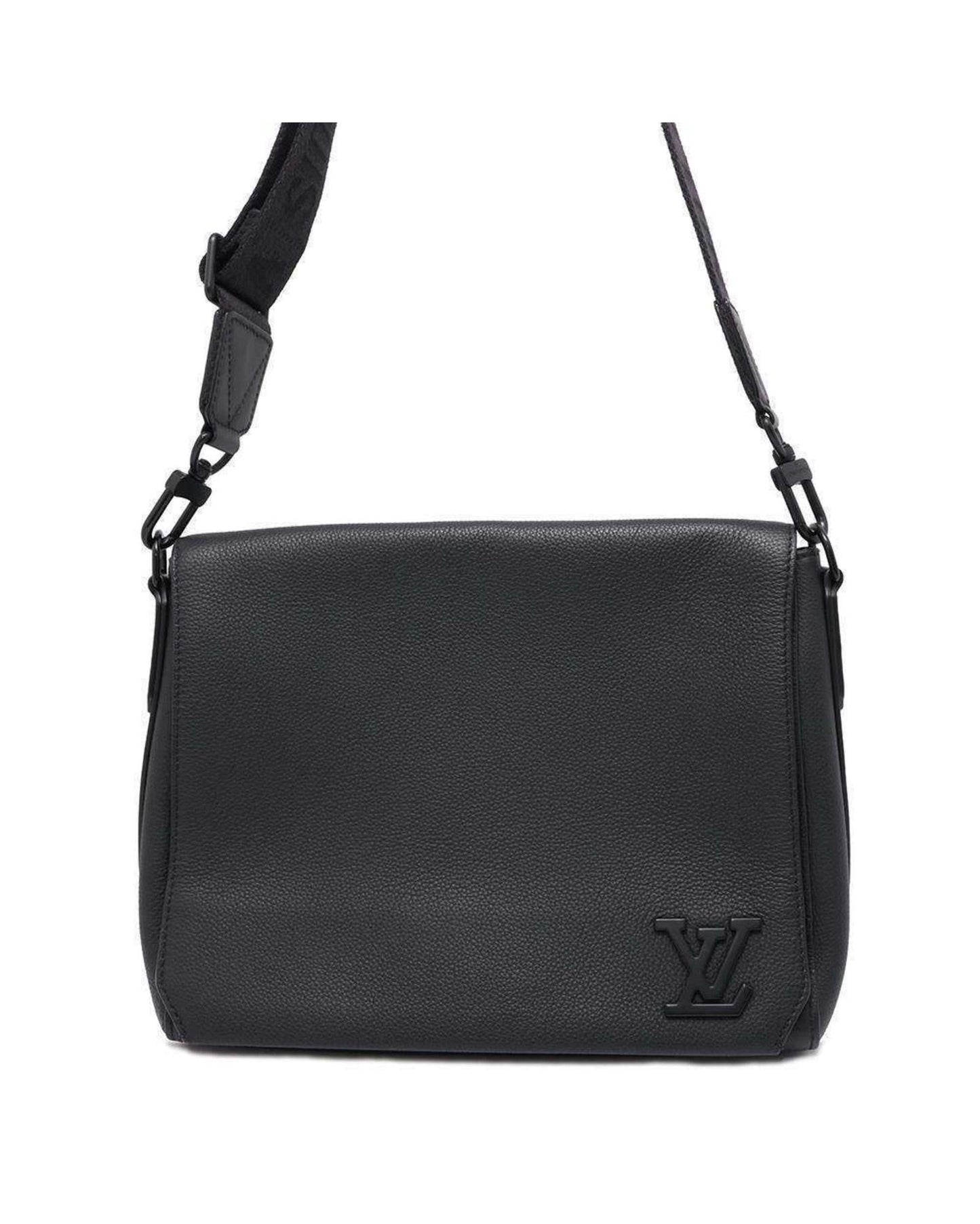 LV Trainer Black Leather Messenger Bag