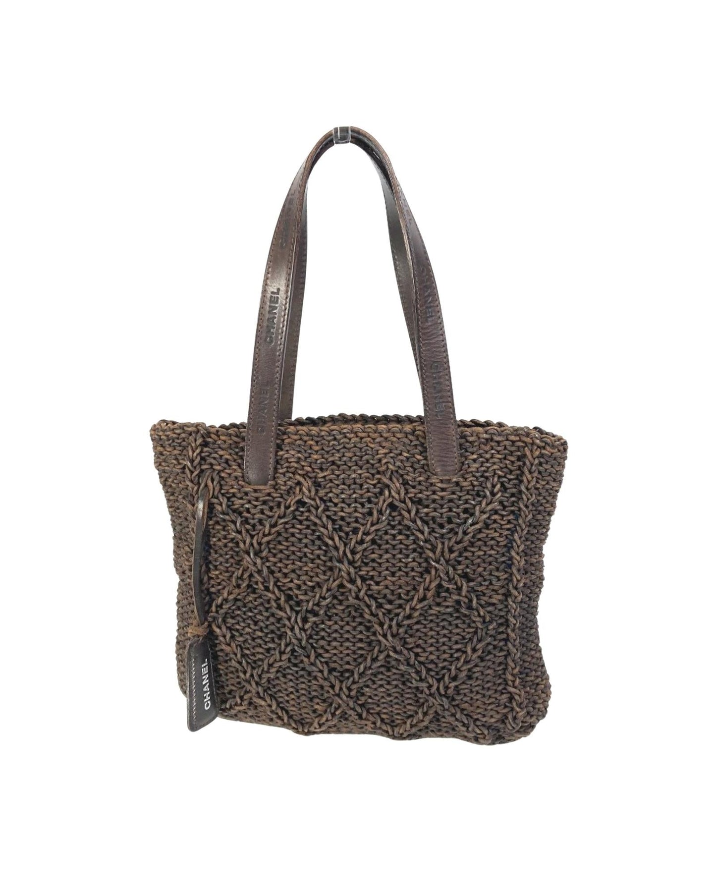 Chanel Knitted Raffia Tote Bag Brown