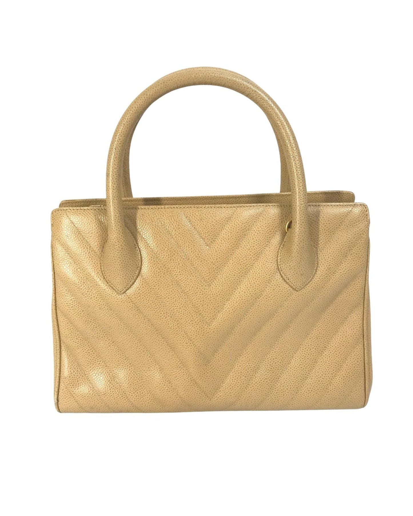Chanel Chevron Beige Handbag
