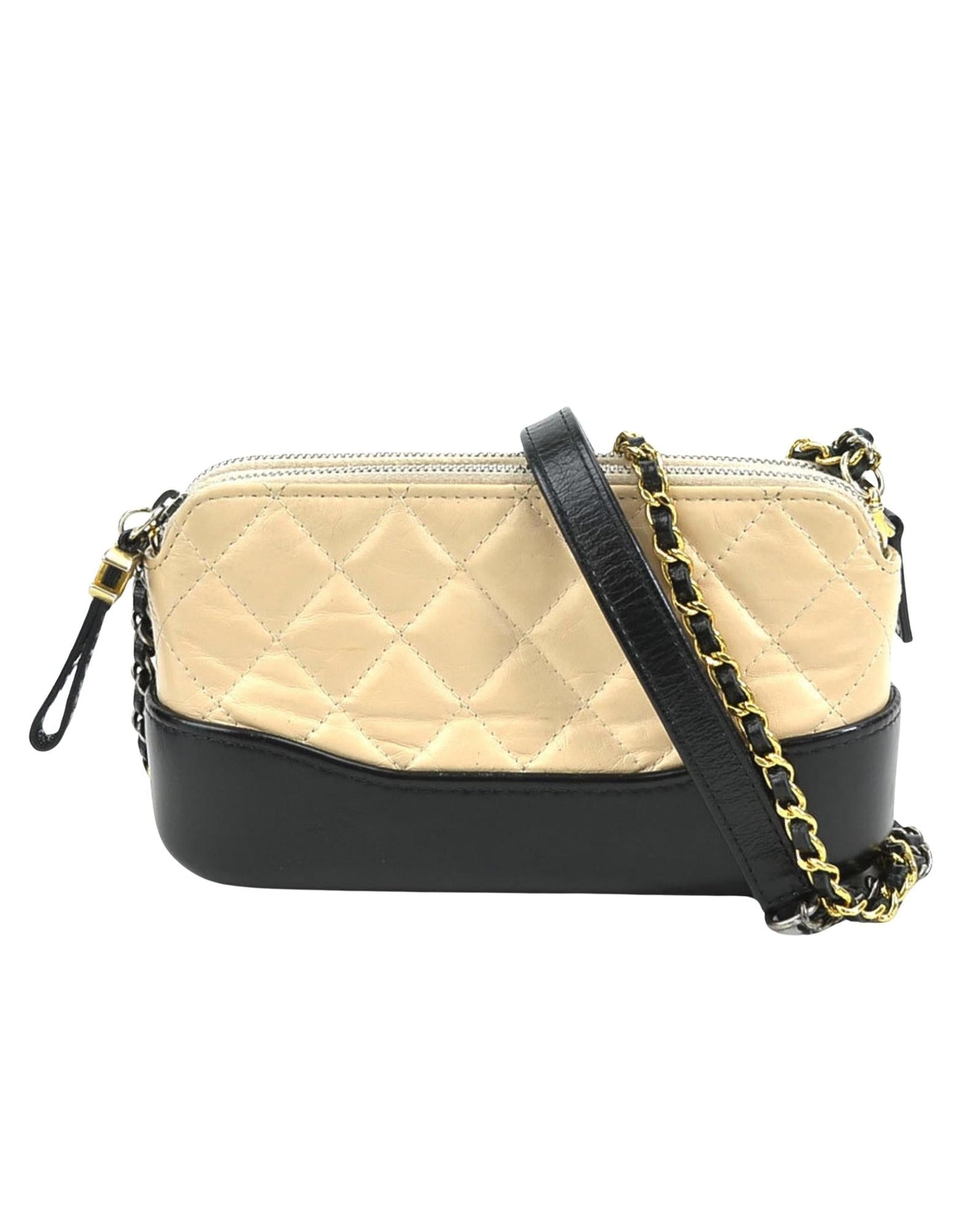 Chanel Quilted Lambskin Chain Bag BeigeBlack